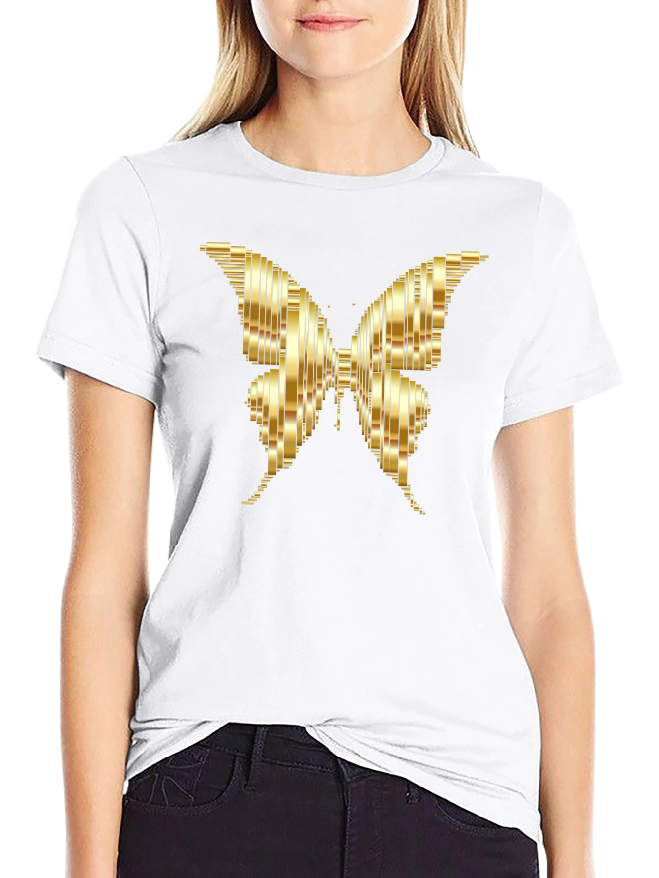 Golden Butterfly Graphic Tee - Stylish Mens T-Shirt