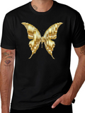 Golden Butterfly Graphic Tee - Stylish Mens T-Shirt
