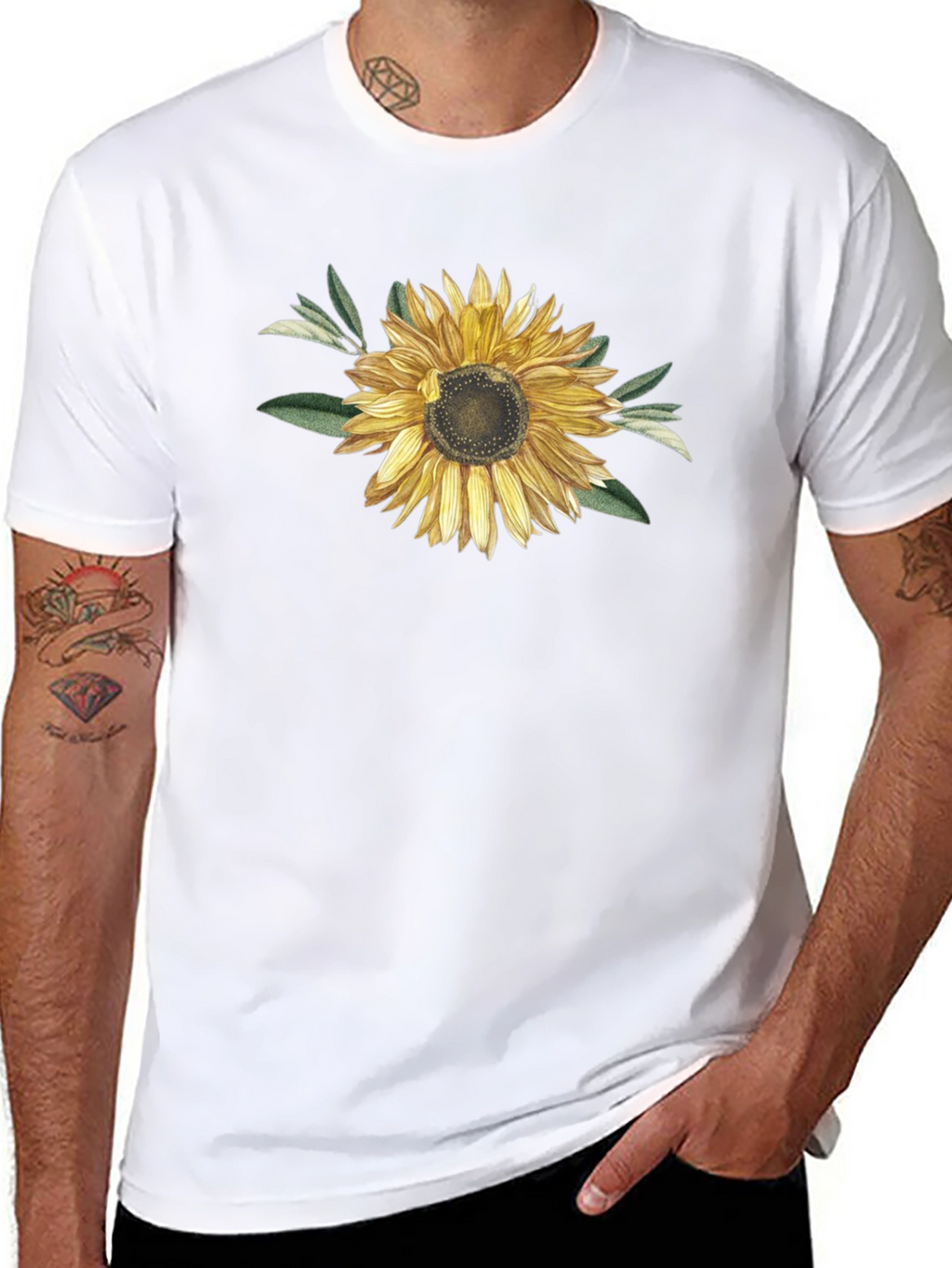 Sunflower Graphic T-Shirt - Black Cotton Blend