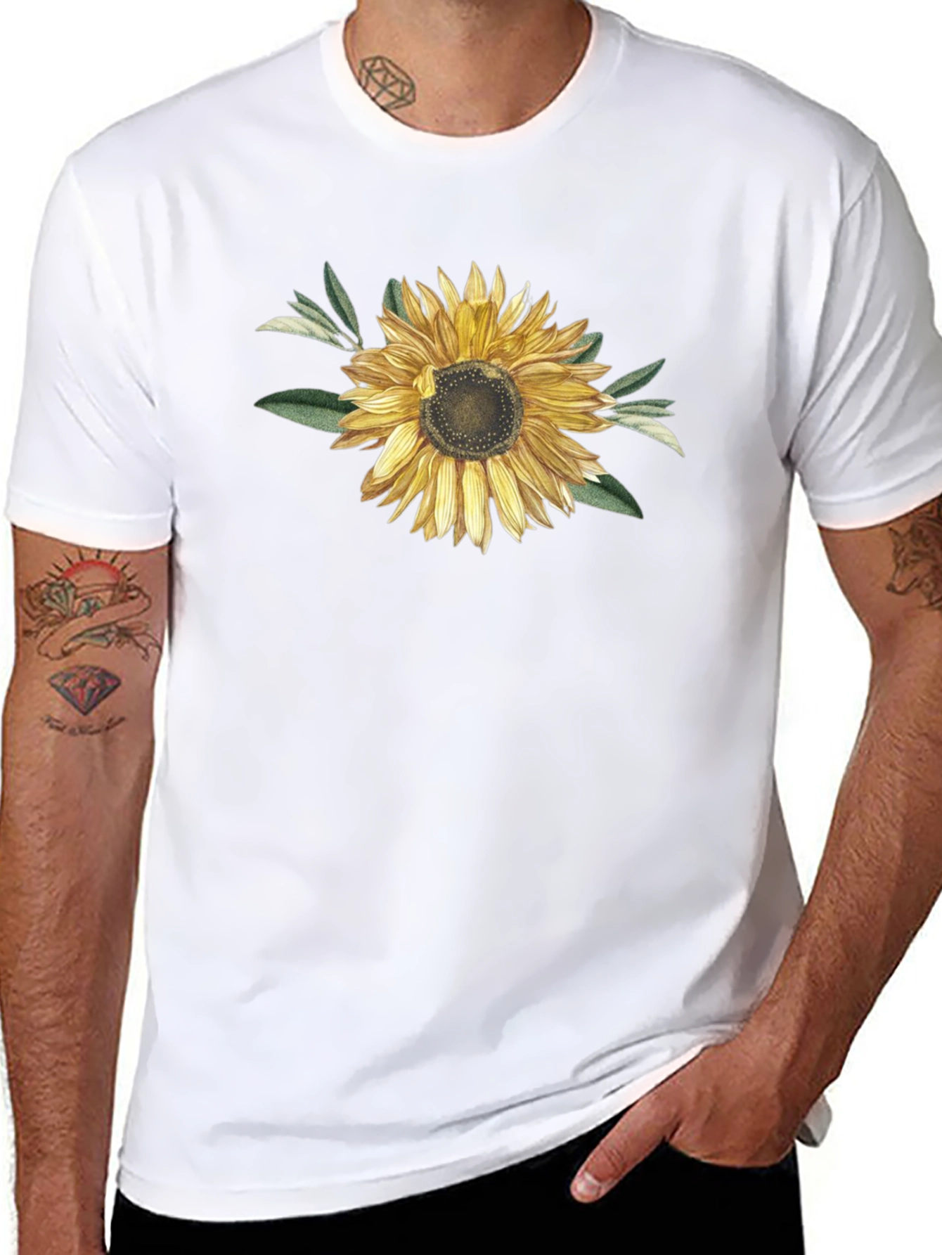 Sunflower Graphic T-Shirt - Black Cotton Blend