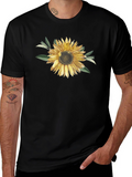 Sunflower Graphic T-Shirt - Black Cotton Blend