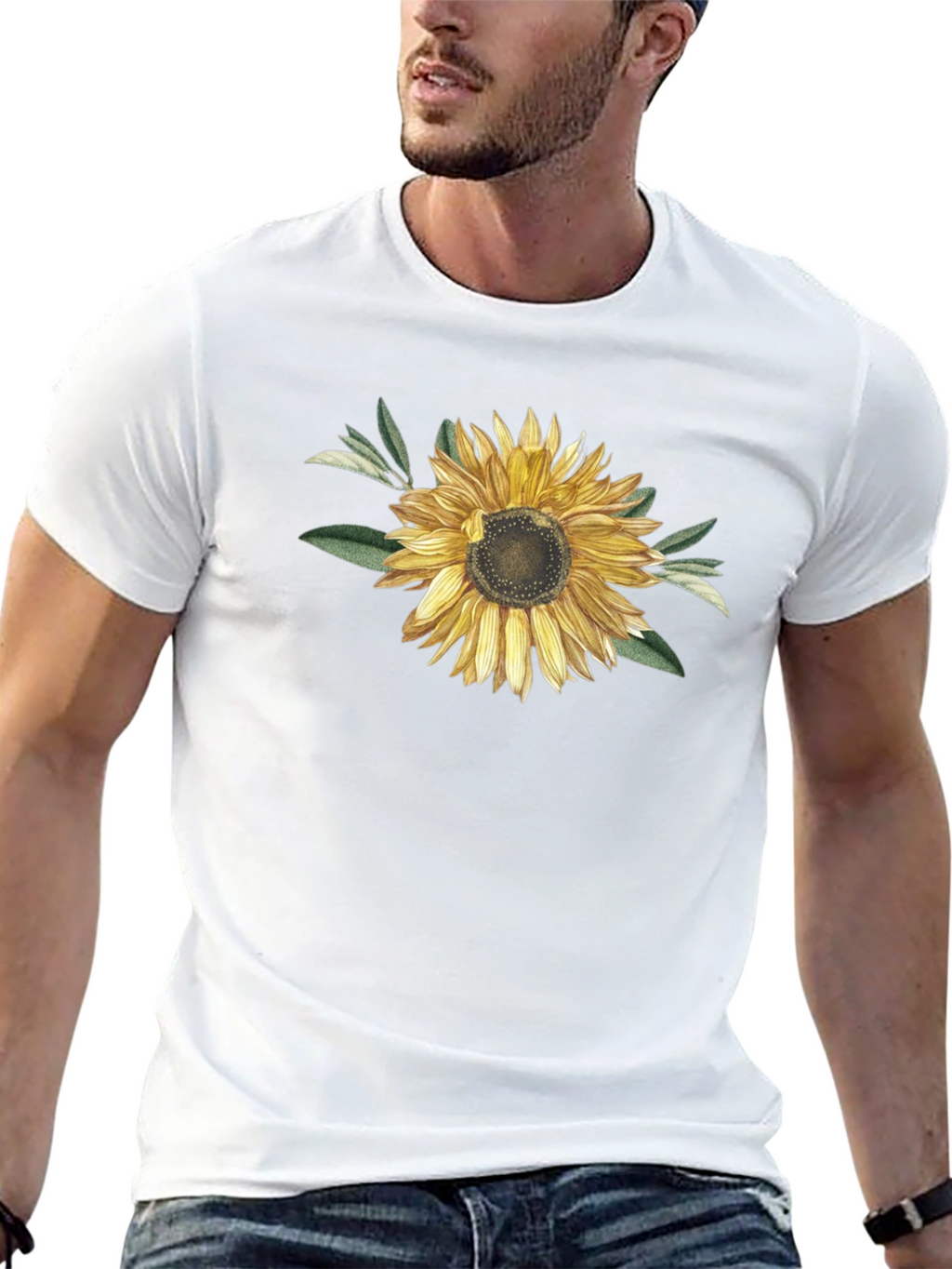 Sunflower Graphic T-Shirt - Black Cotton Blend