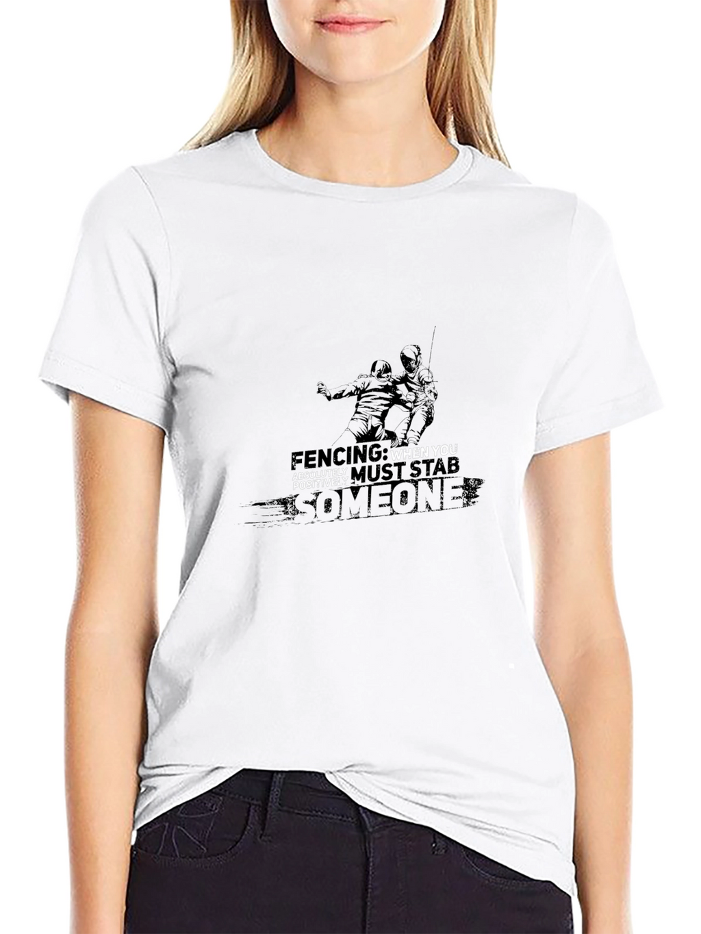 Fencing Graphic Print Black Tee