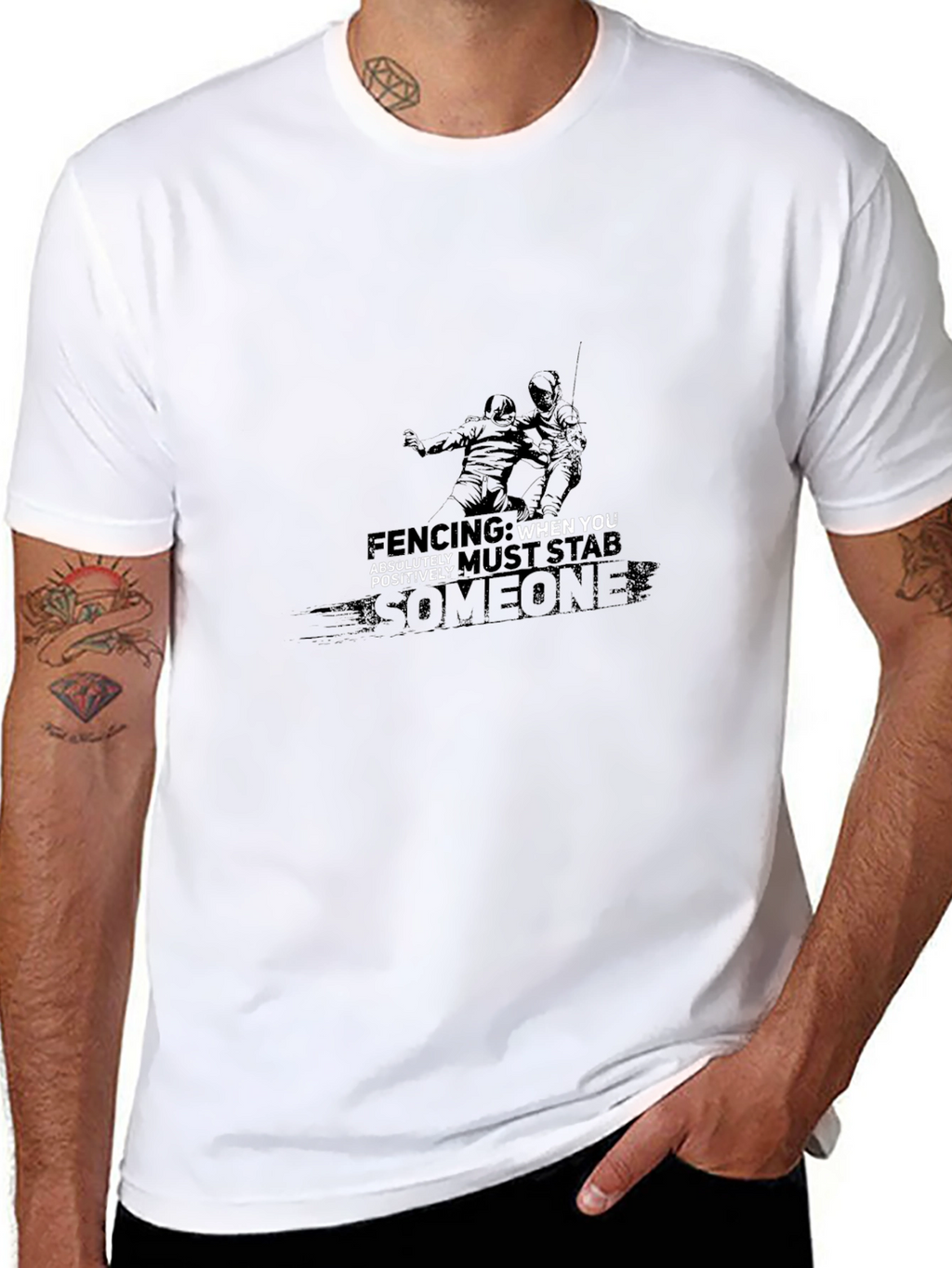 Fencing Graphic Print Black Tee