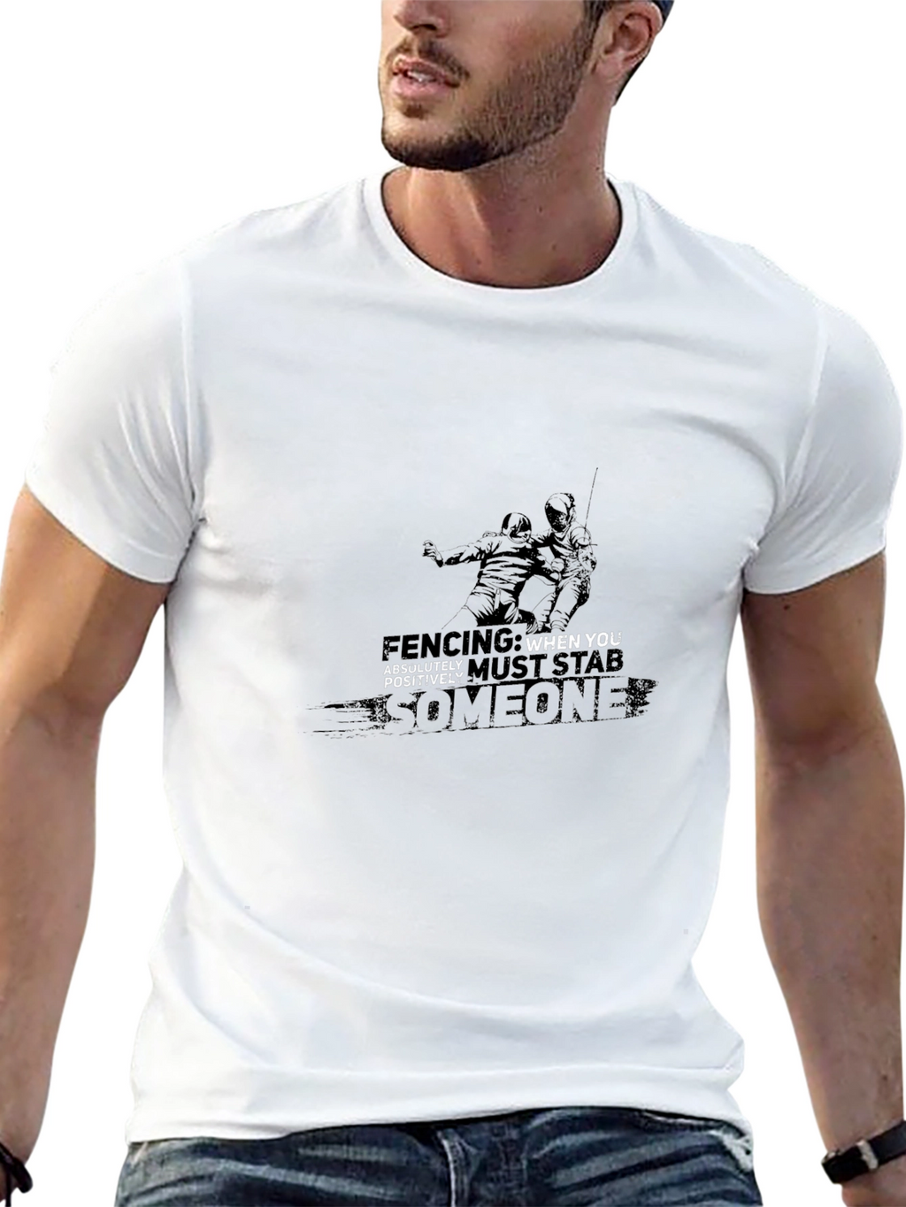 Fencing Graphic Print Black Tee