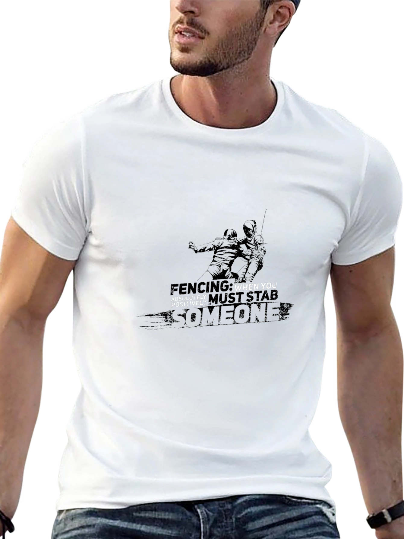Fencing Graphic Print Black Tee