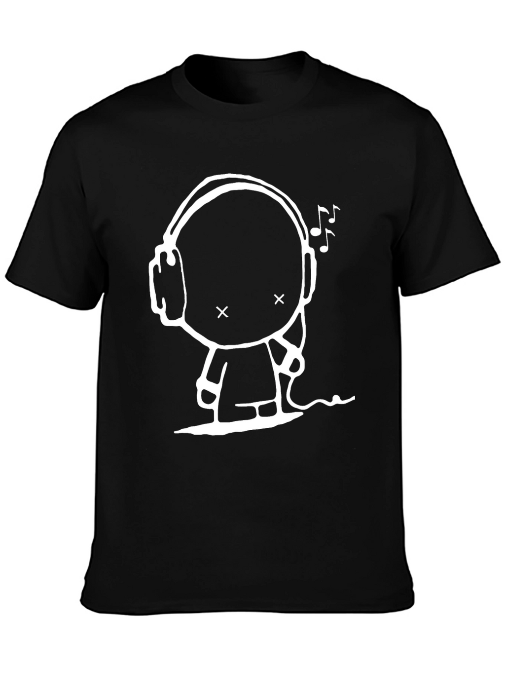 Headphones Cartoon T-Shirt Black