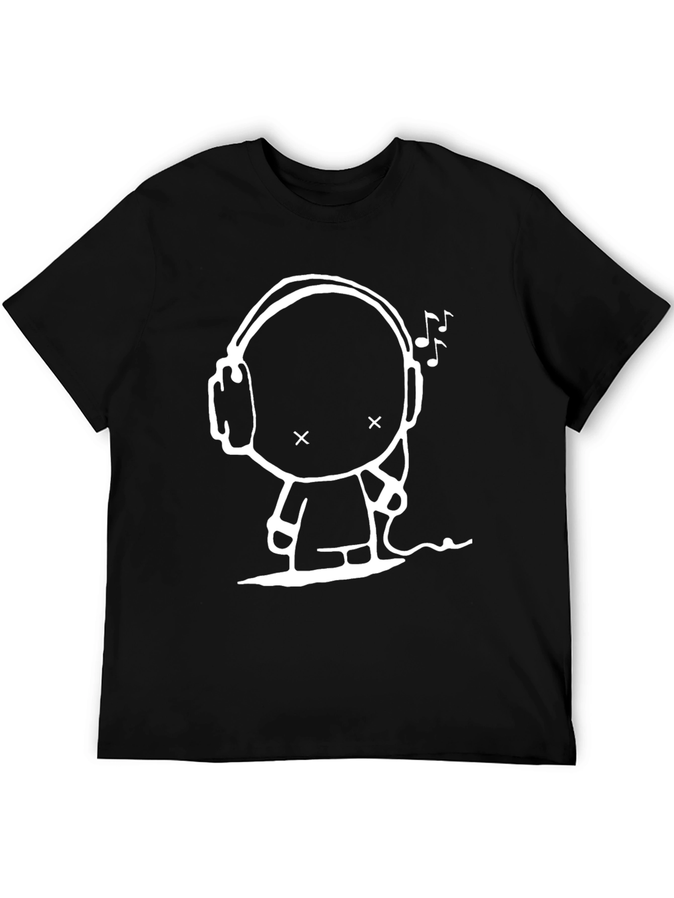 Headphones Cartoon T-Shirt Black