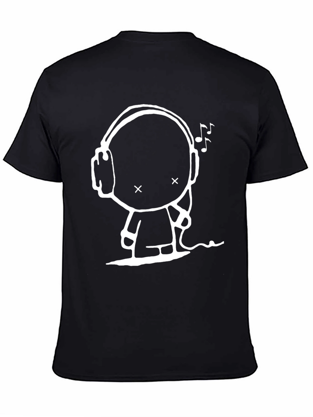 Headphones Cartoon T-Shirt Black