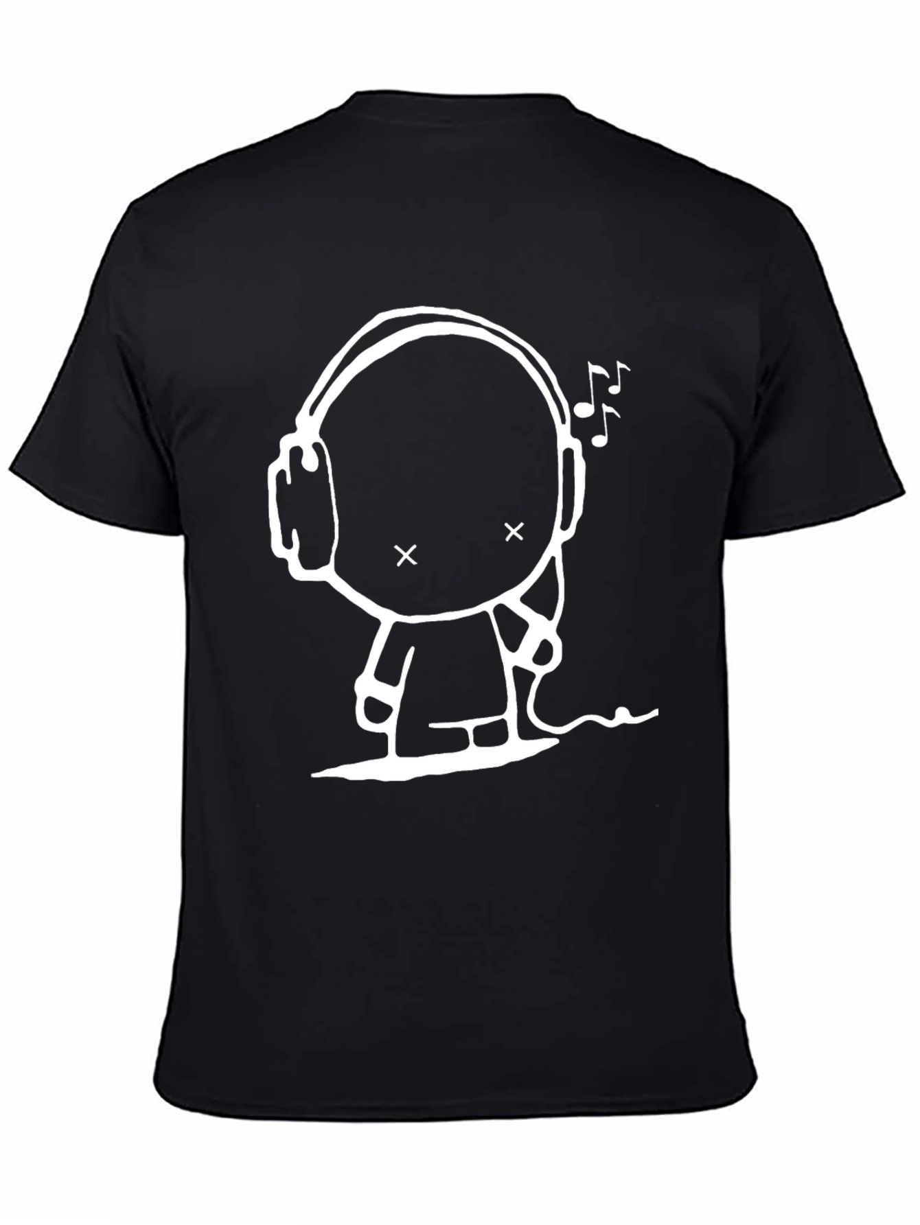 Headphones Cartoon T-Shirt Black