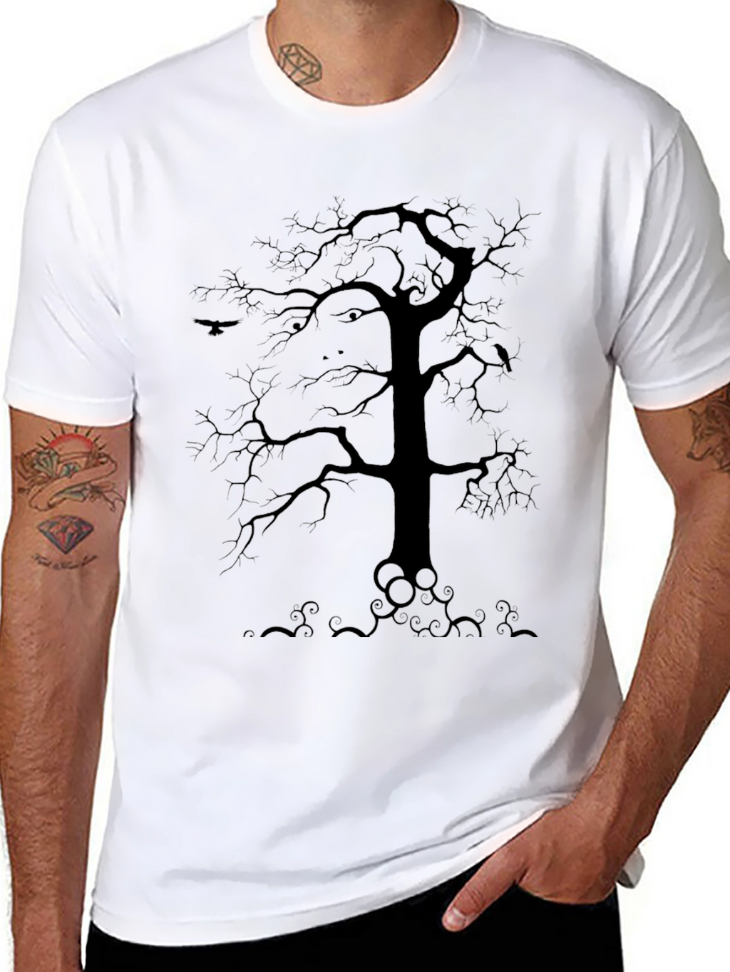 Mystic Tree Mens Black Graphic Tee