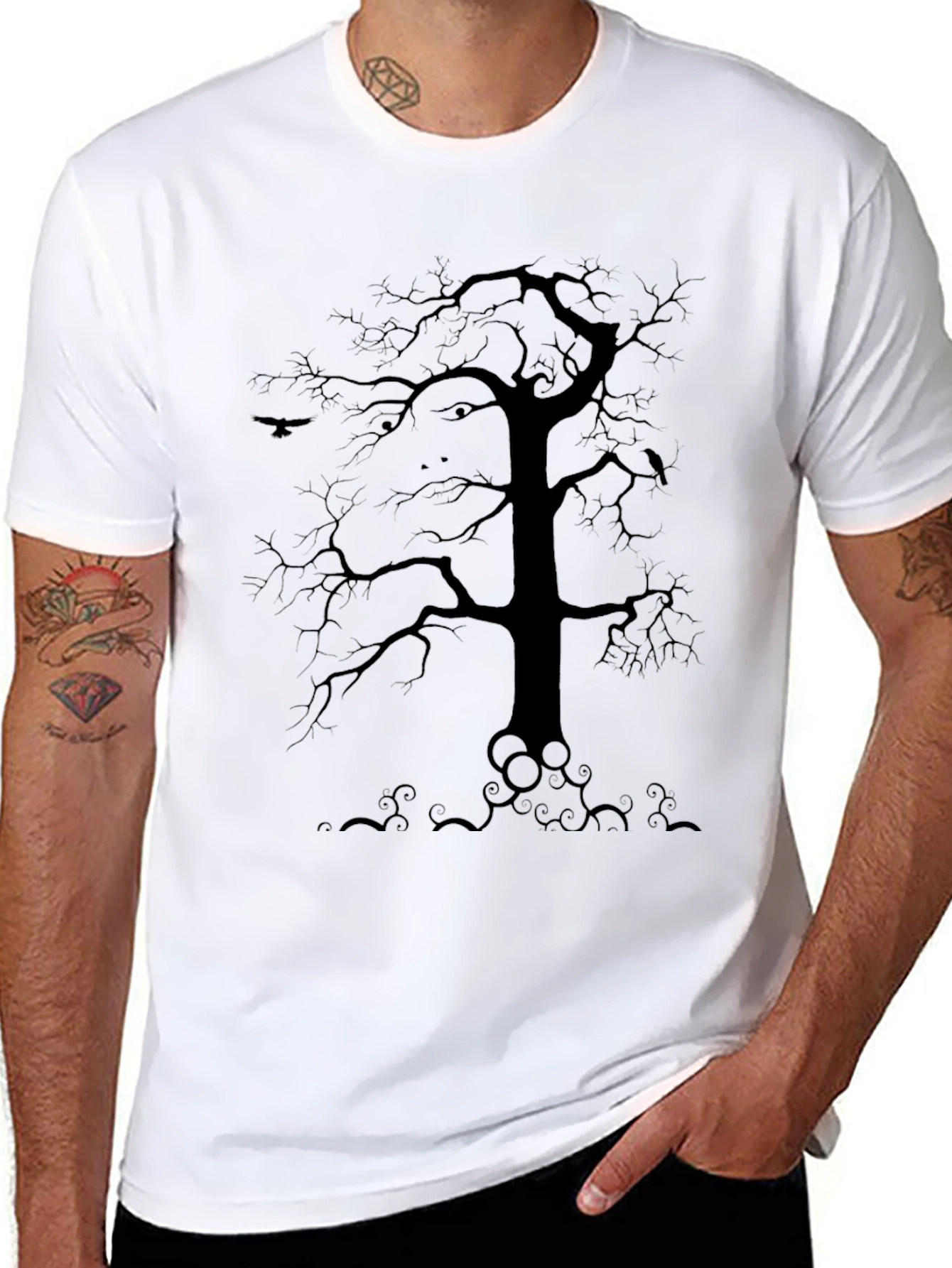 Mystic Tree Mens Black Graphic Tee