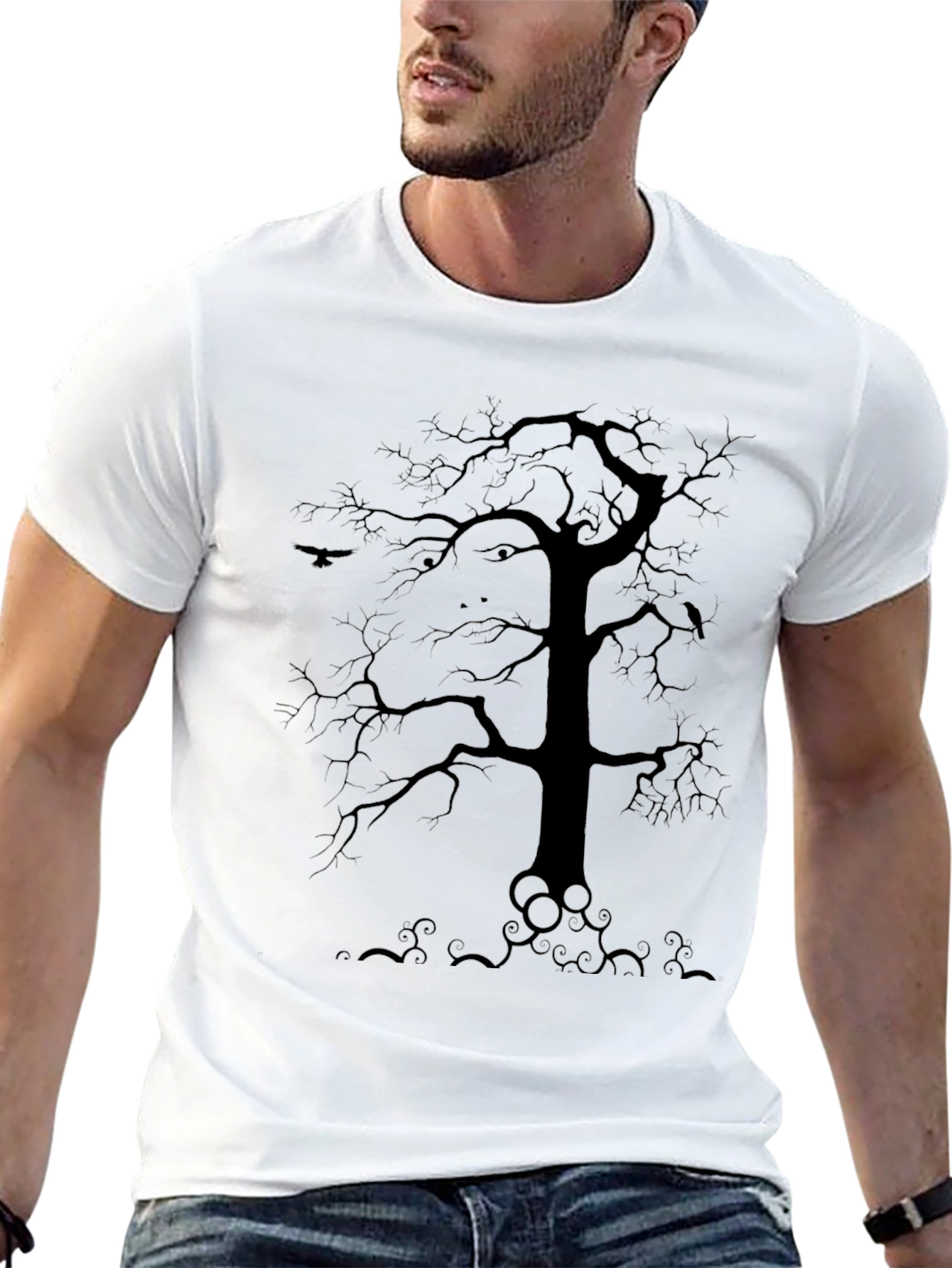 Mystic Tree Mens Black Graphic Tee