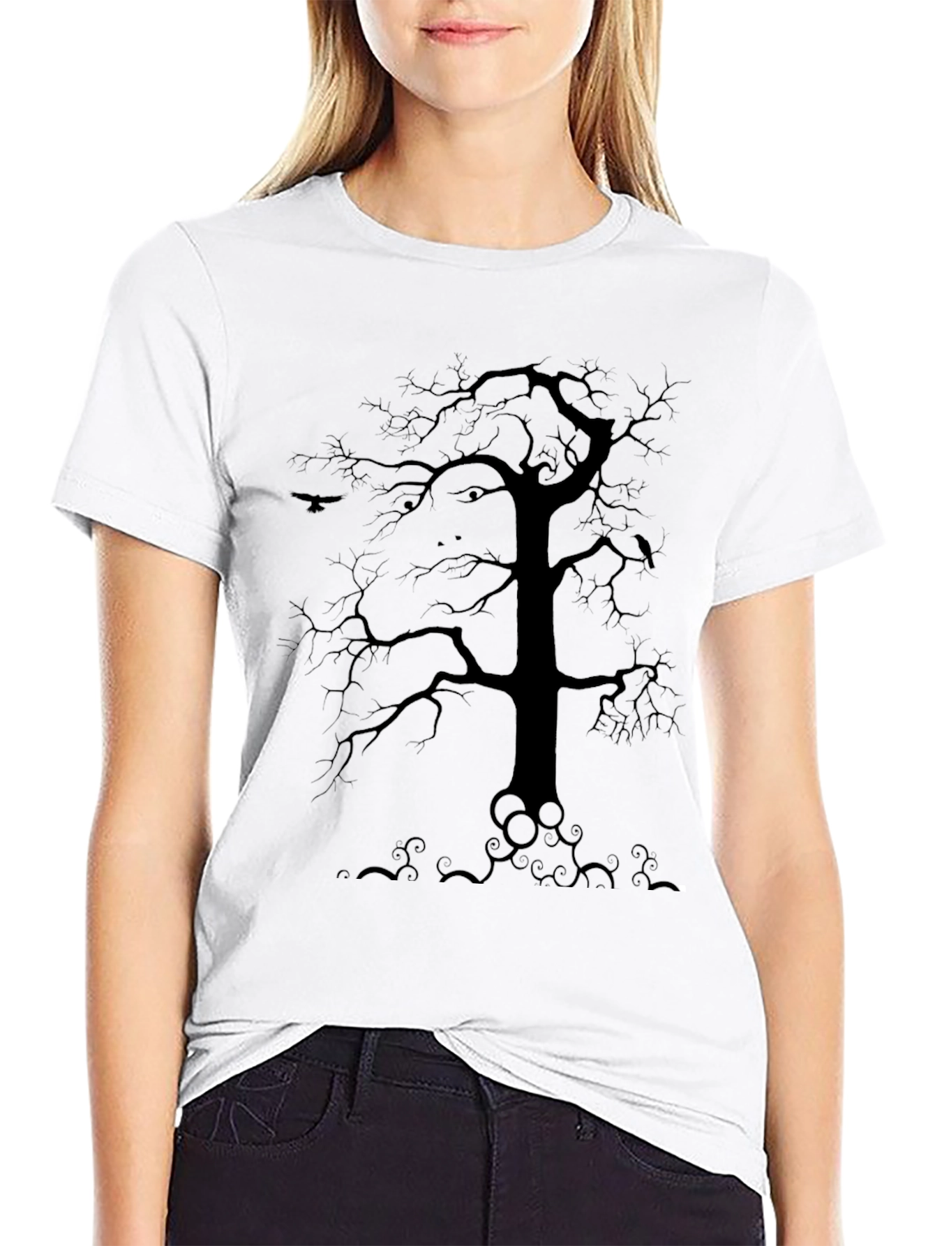 Mystic Tree Mens Black Graphic Tee