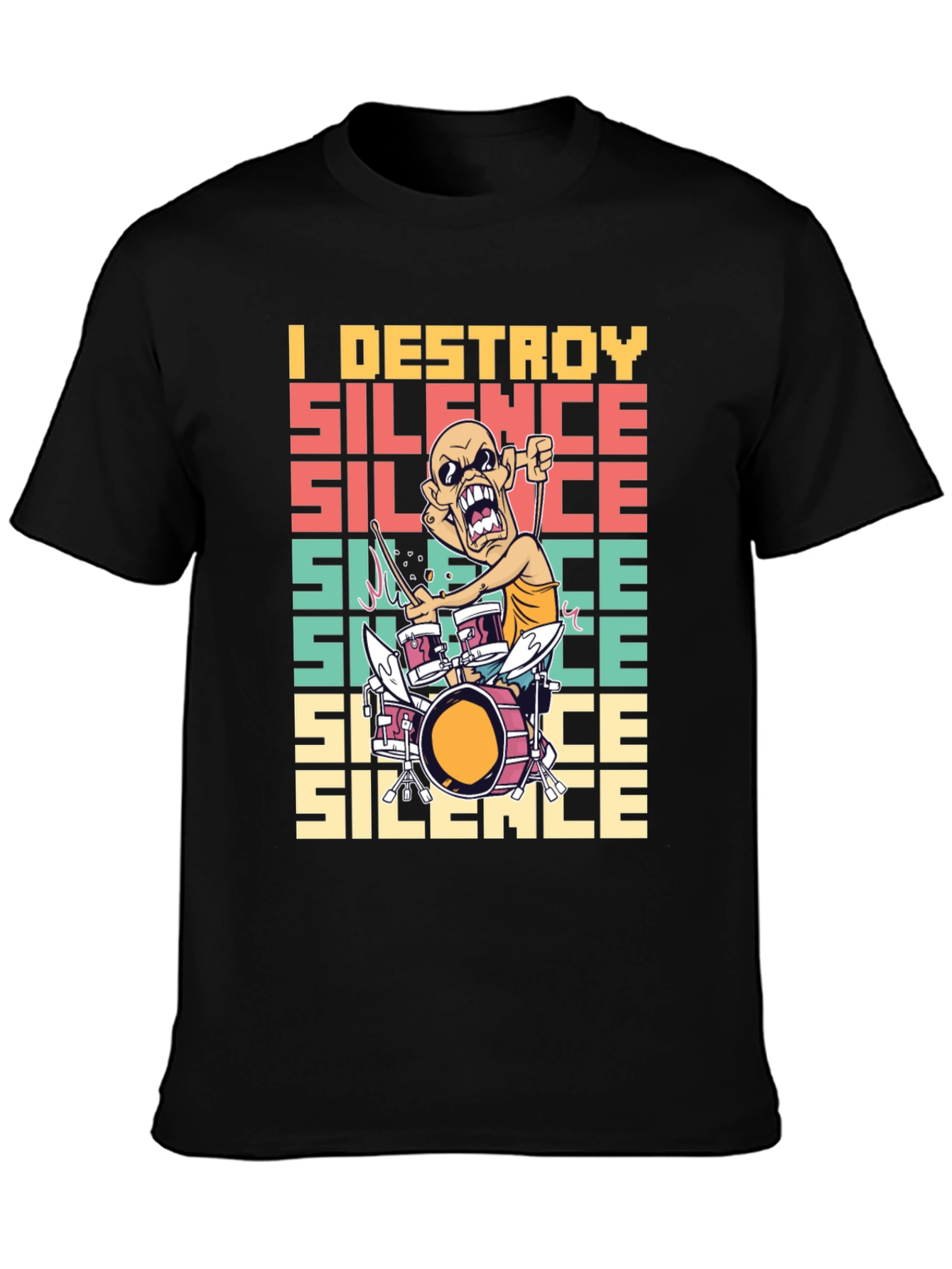 I Destroy Silence T-Shirt - Funny Drummer Tee