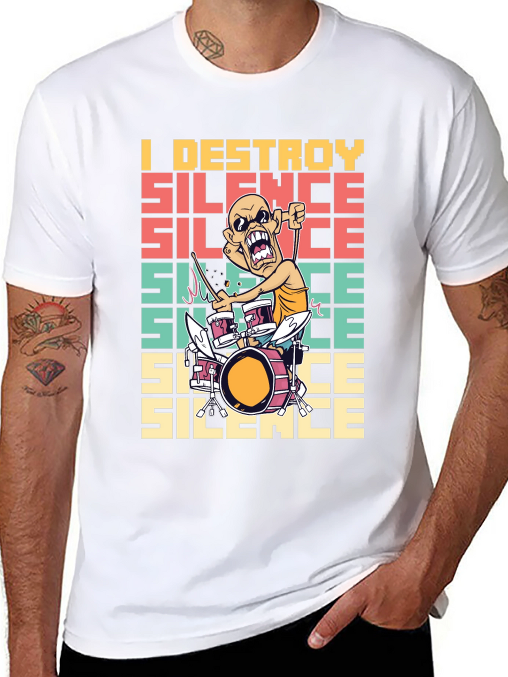 I Destroy Silence T-Shirt - Funny Drummer Tee