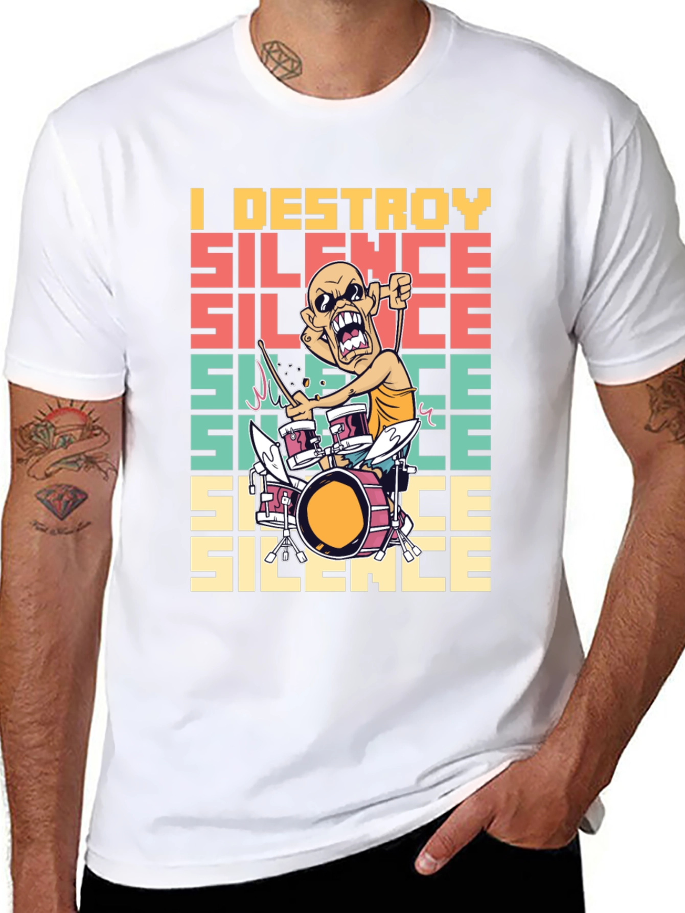 I Destroy Silence T-Shirt - Funny Drummer Tee