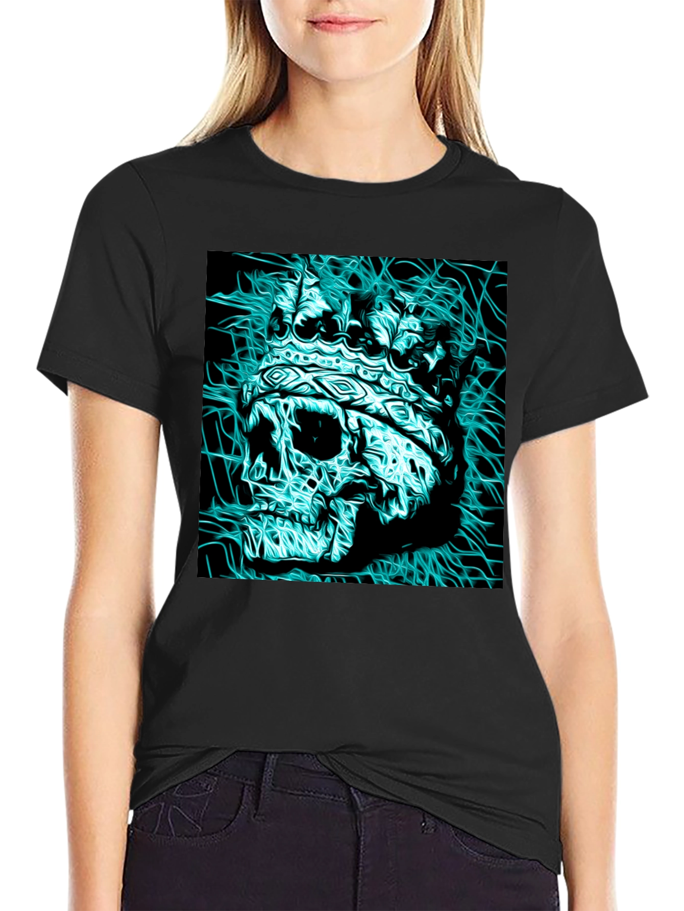 Skull King Graphic Tee - Black Cotton T-Shirt