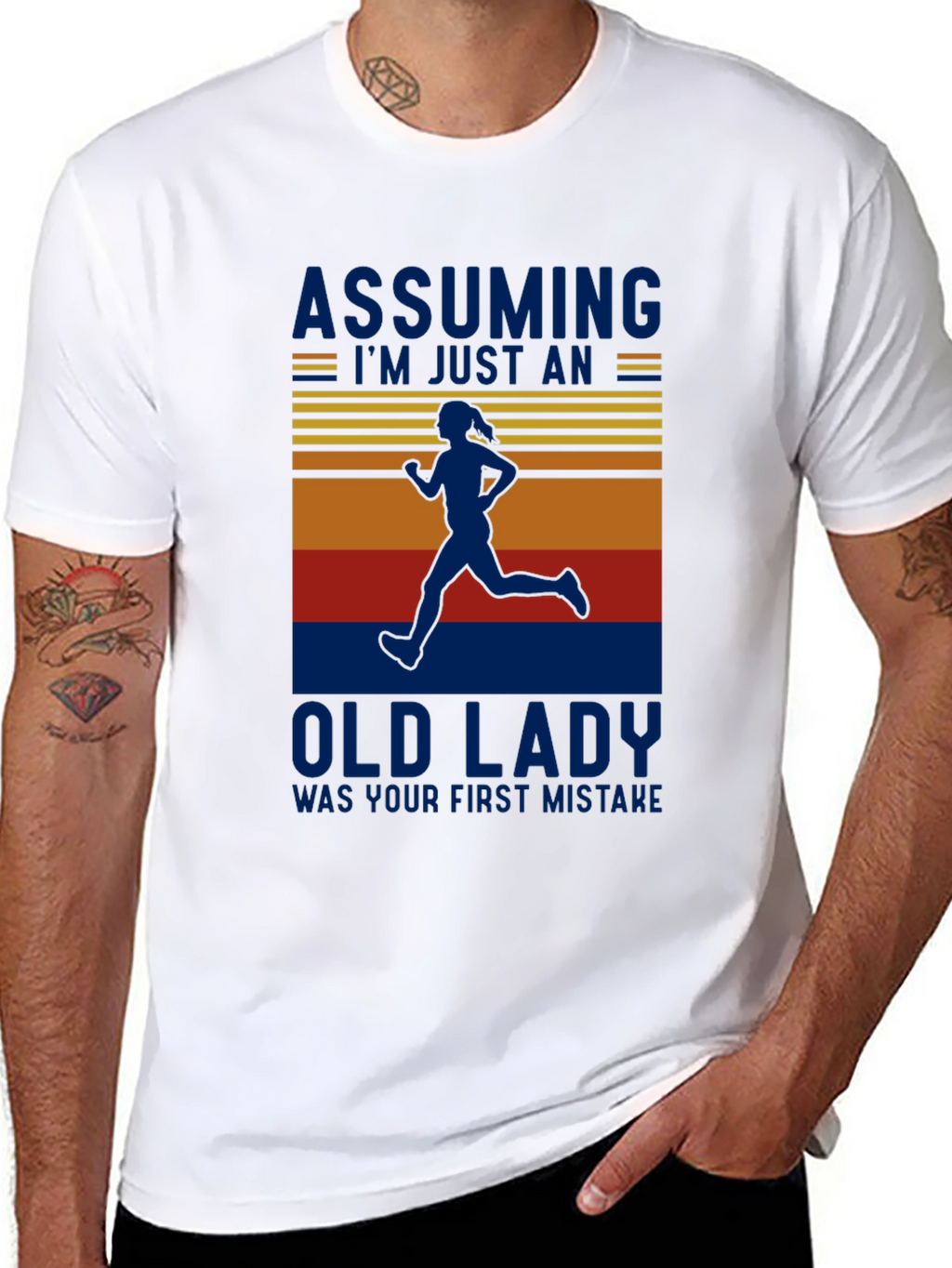 Funny Running Old Lady T-Shirt