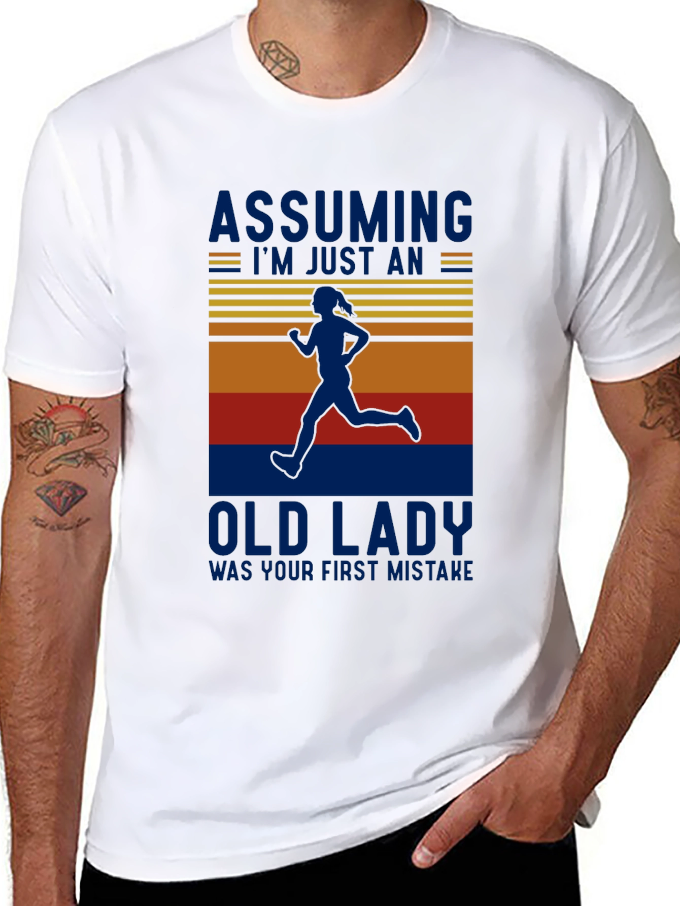 Funny Running Old Lady T-Shirt
