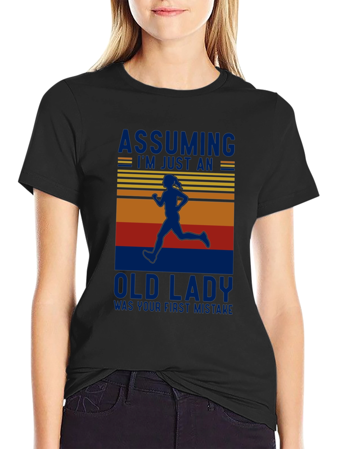 Funny Running Old Lady T-Shirt