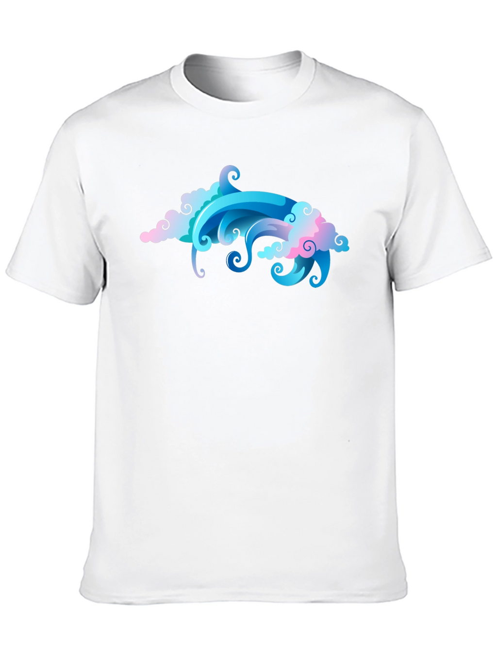 Cool Cloud & Wave Graphic Black T-Shirt