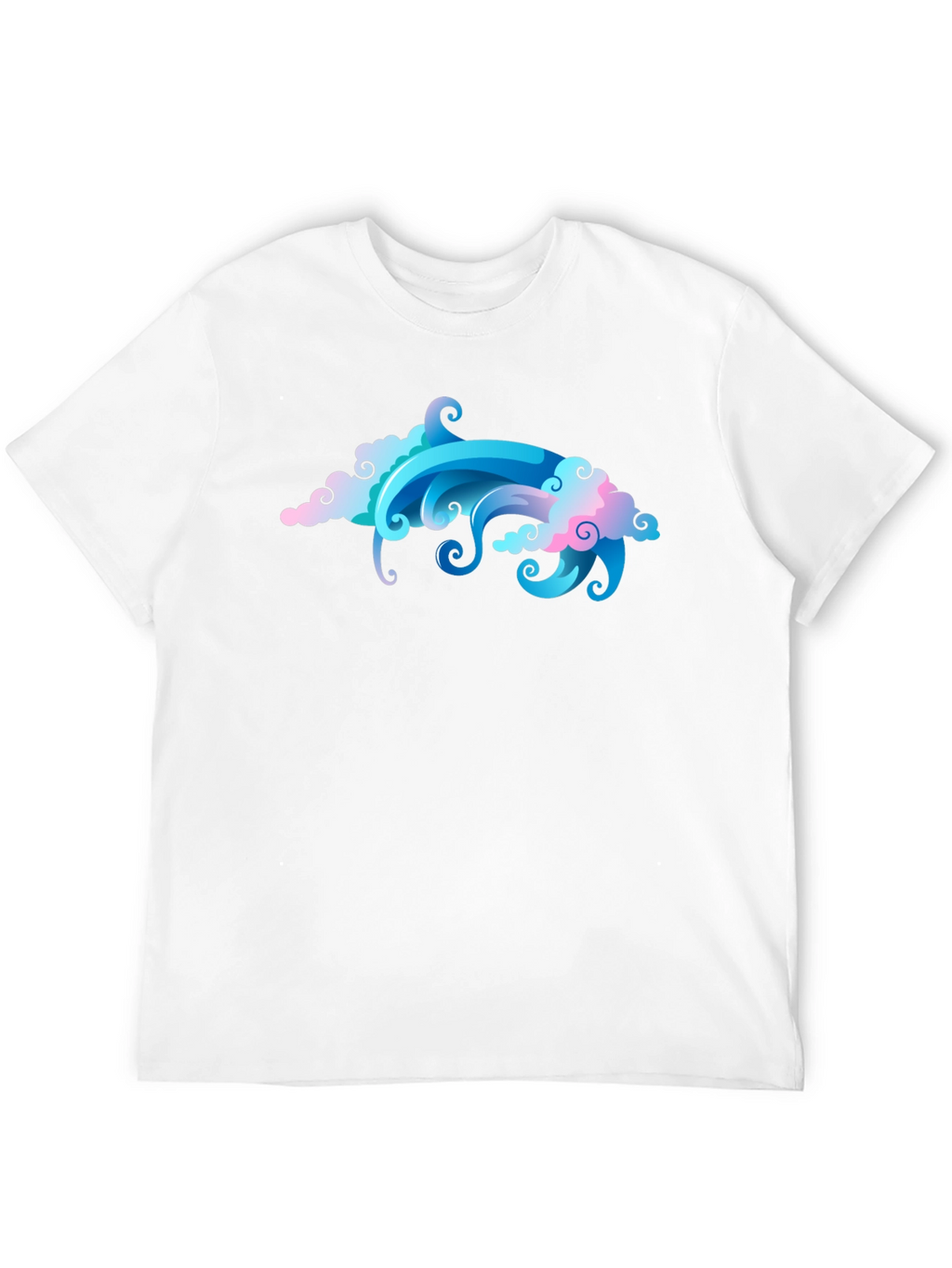 Cool Cloud & Wave Graphic Black T-Shirt