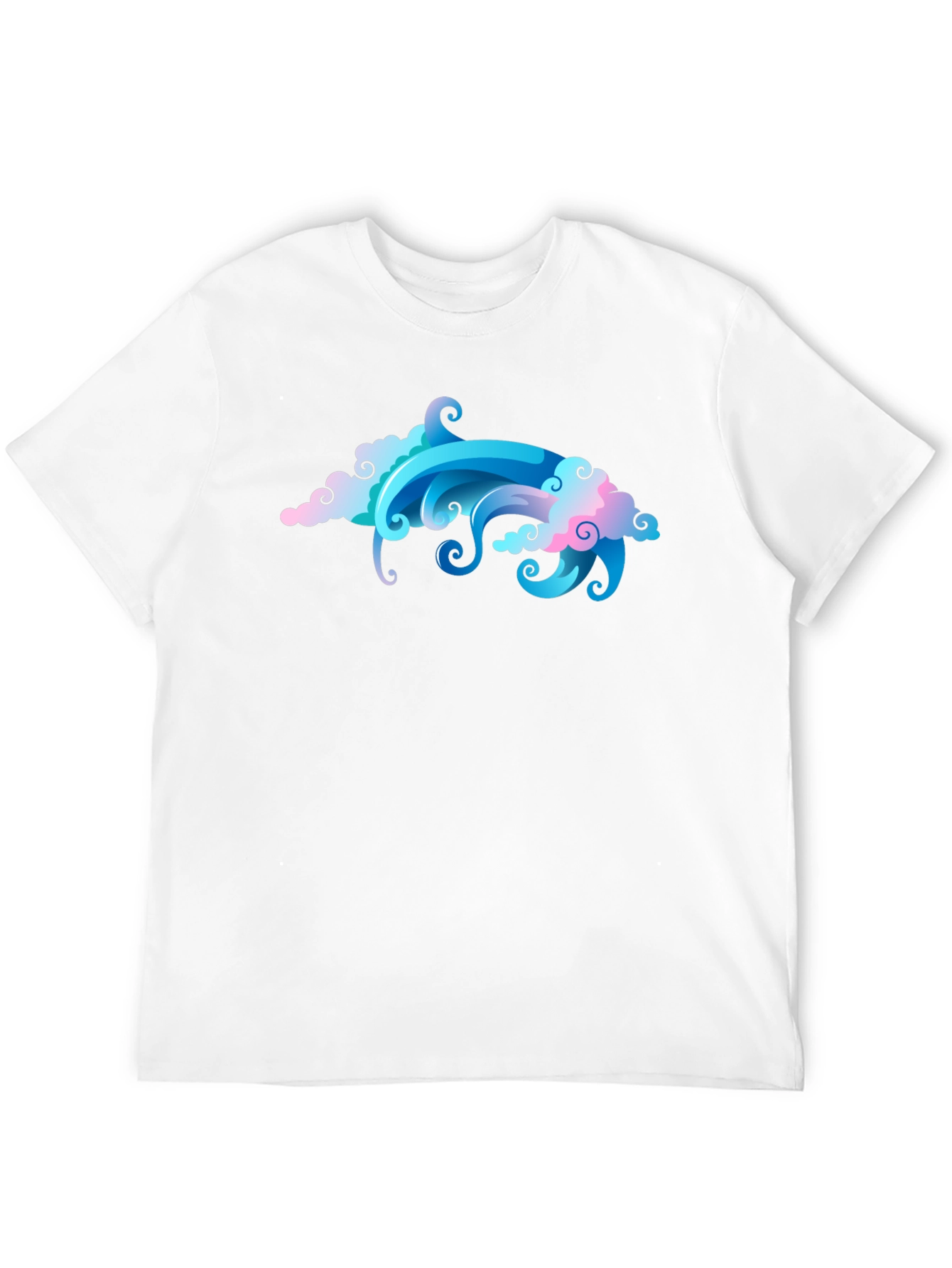 Cool Cloud & Wave Graphic Black T-Shirt