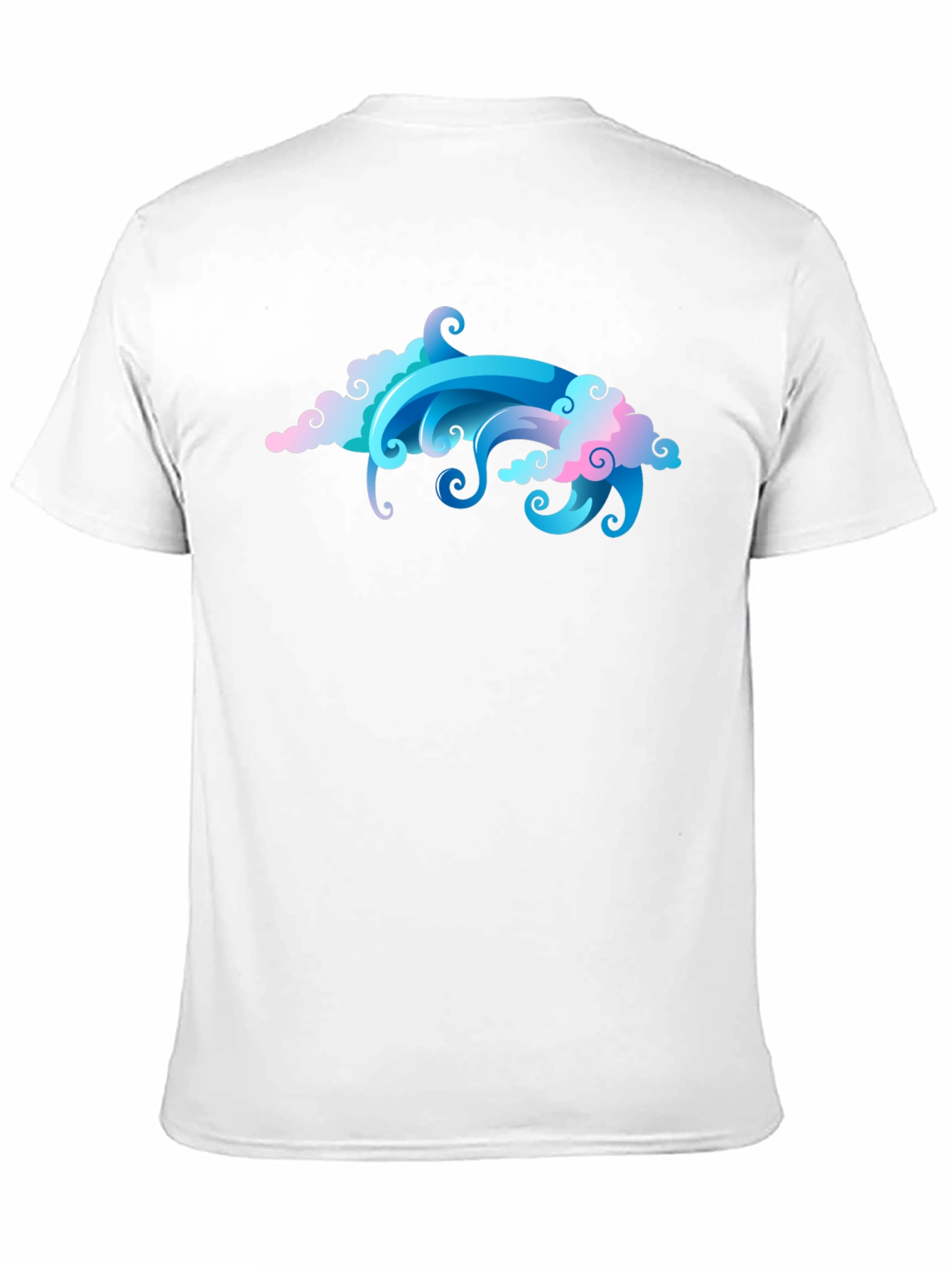 Cool Cloud & Wave Graphic Black T-Shirt