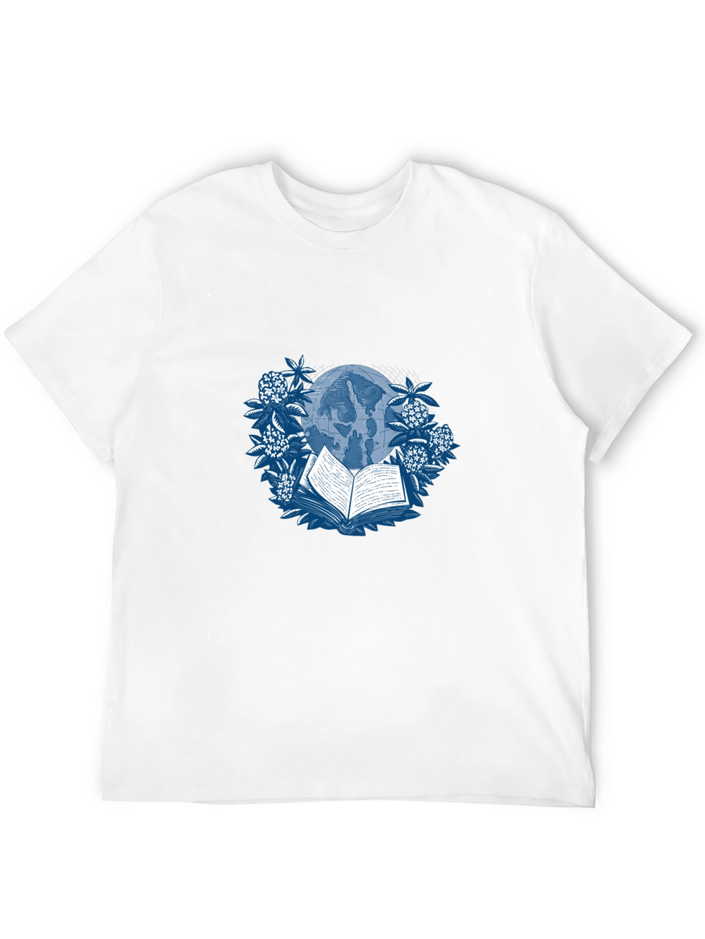 Book & Globe Graphic Tee - Black Cotton T-Shirt
