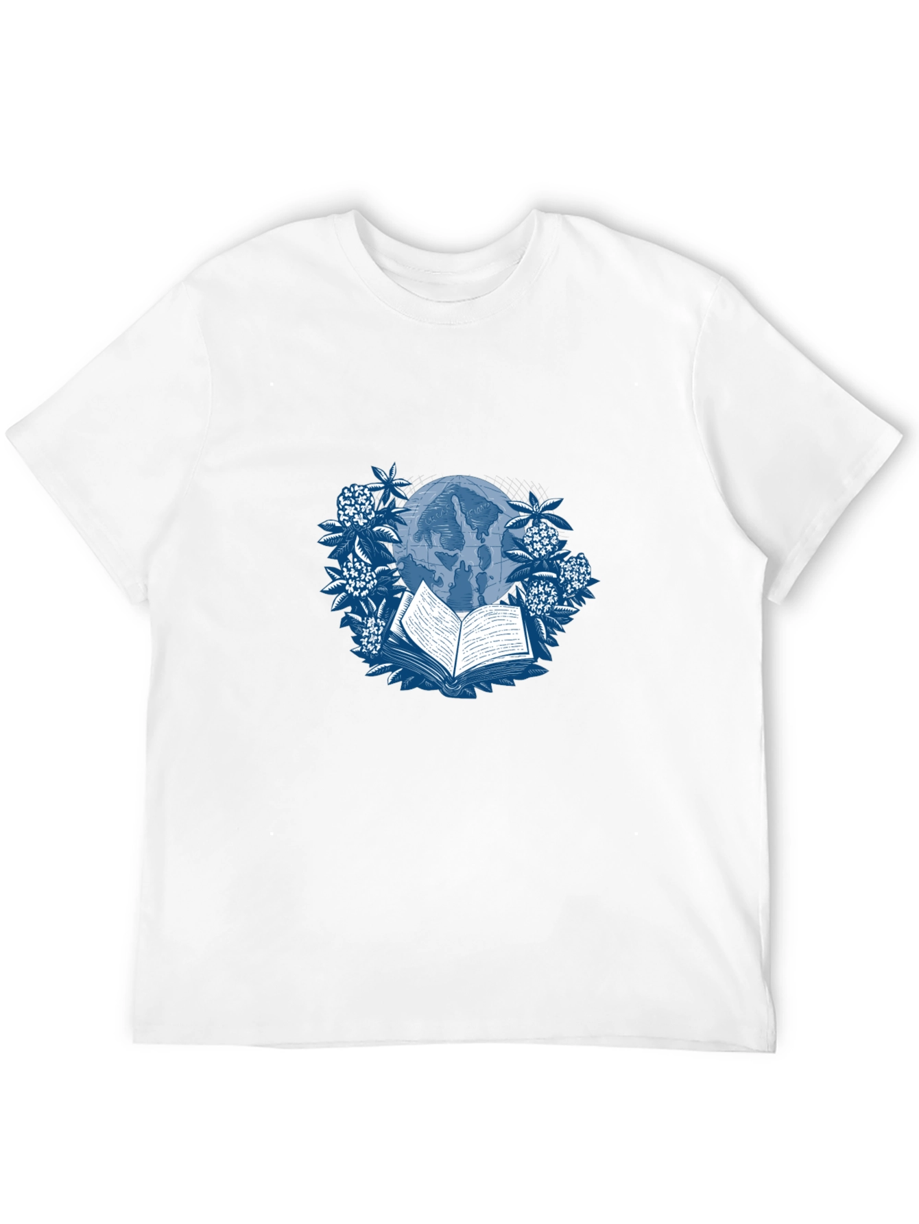 Book & Globe Graphic Tee - Black Cotton T-Shirt