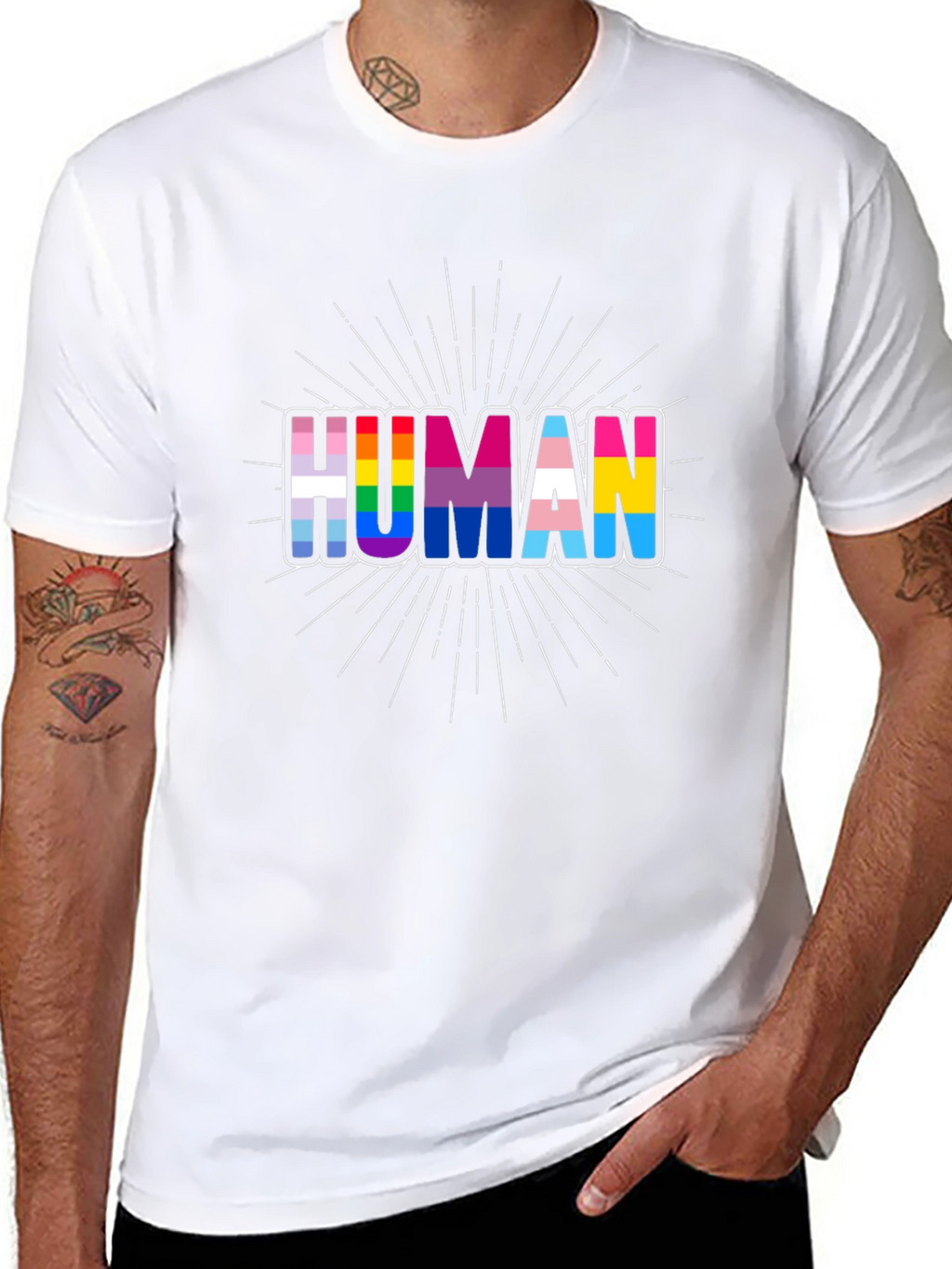 Human Pride T-Shirt LGBTQ+ Rainbow Graphic Tee