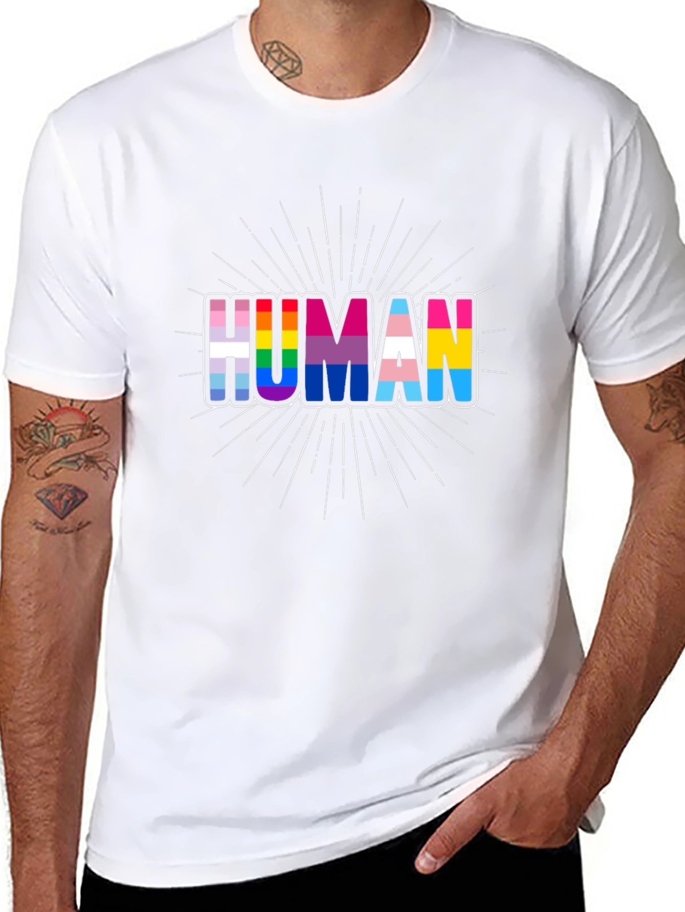 Human Pride T-Shirt LGBTQ+ Rainbow Graphic Tee