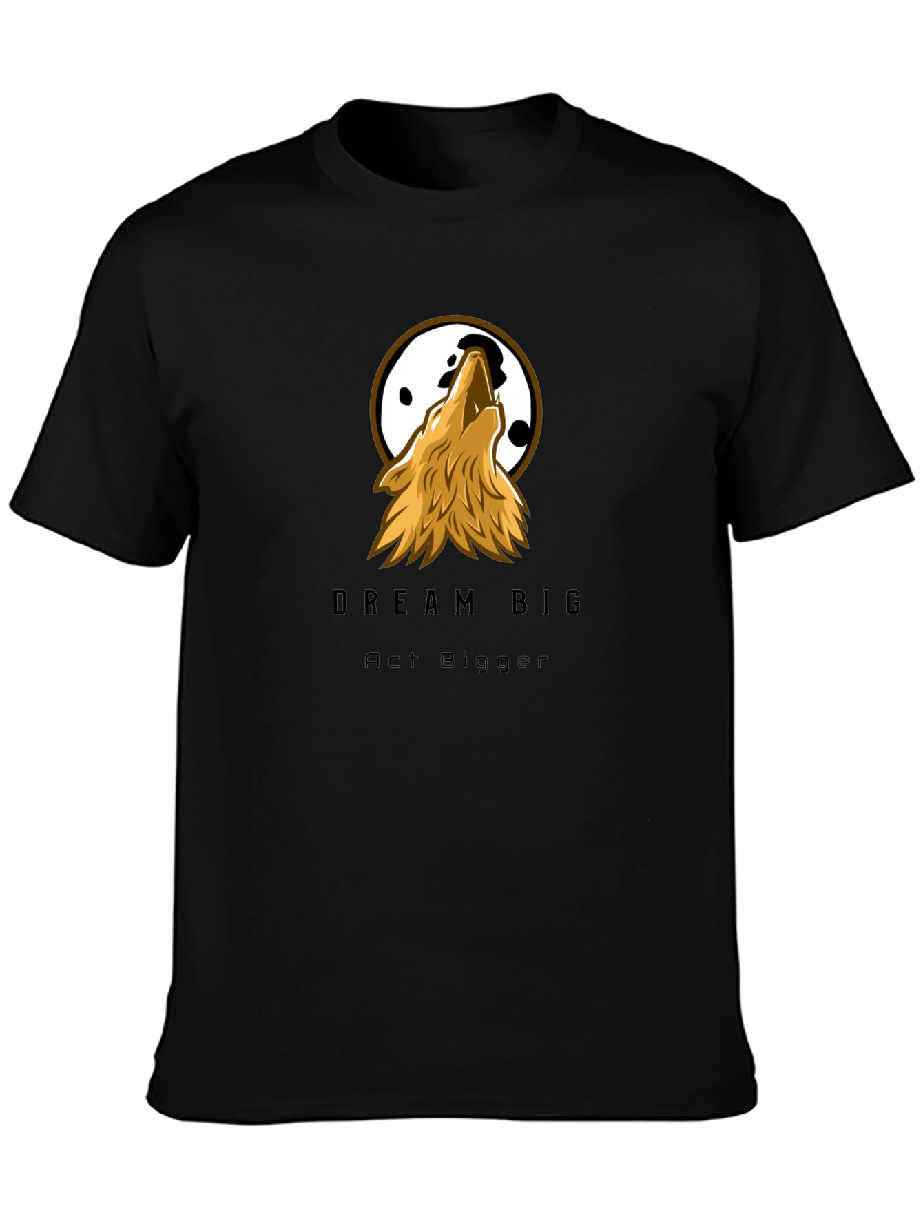Dream Big Wolf Graphic Tee - Black Cotton