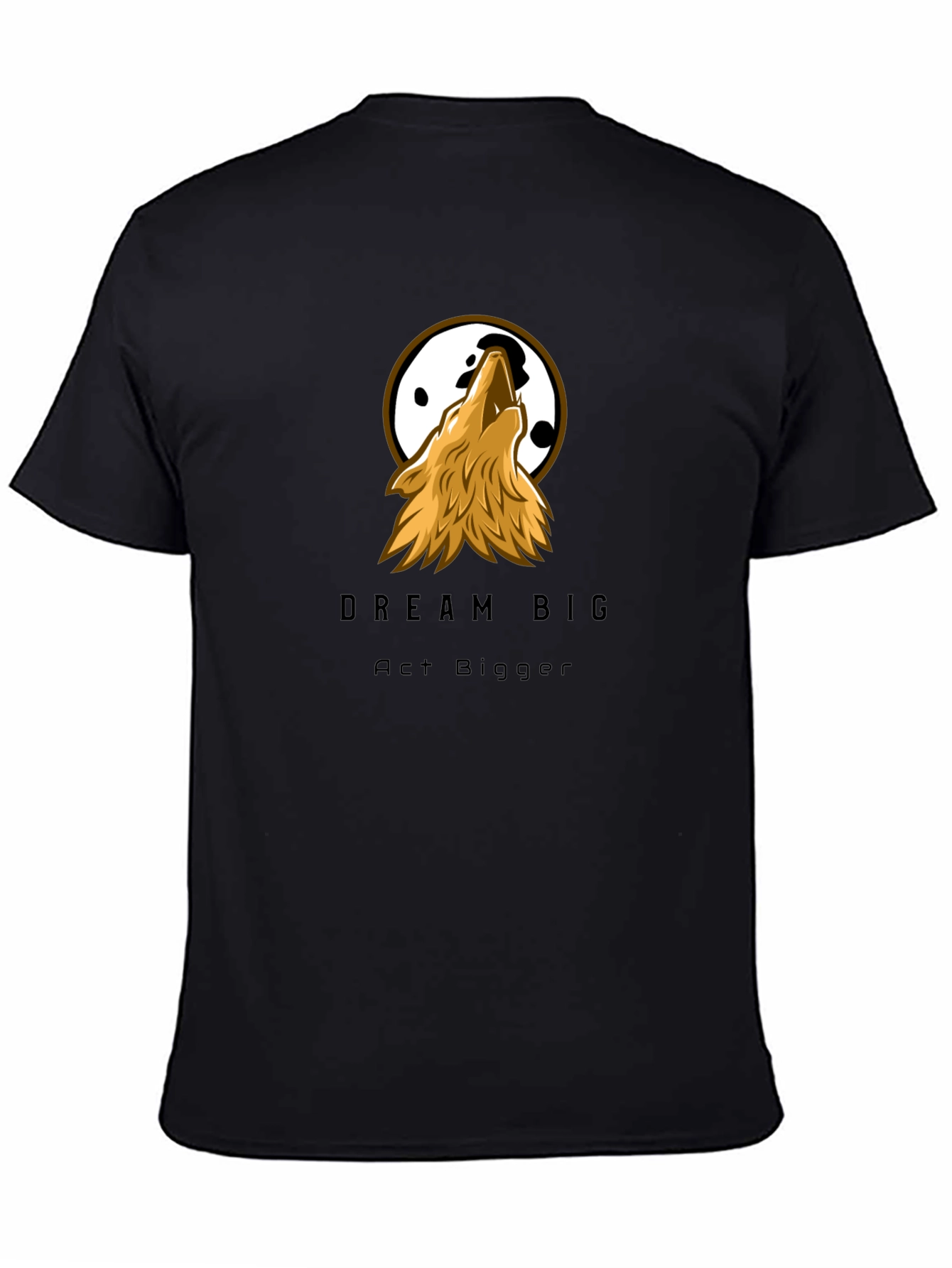 Dream Big Wolf Graphic Tee - Black Cotton