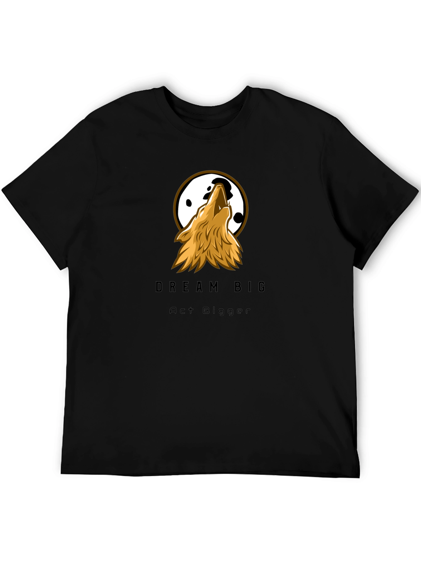 Dream Big Wolf Graphic Tee - Black Cotton