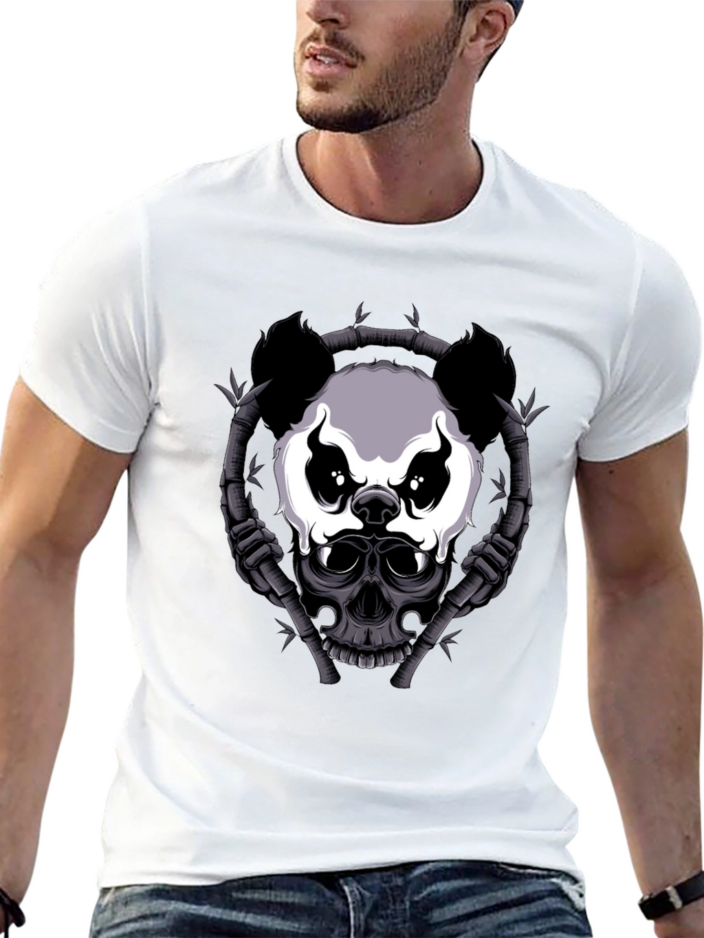 Panda Skull Bamboo T-Shirt - Dark Graphic Tee