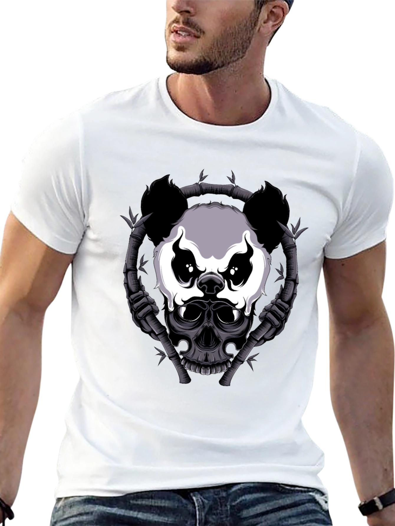 Panda Skull Bamboo T-Shirt - Dark Graphic Tee