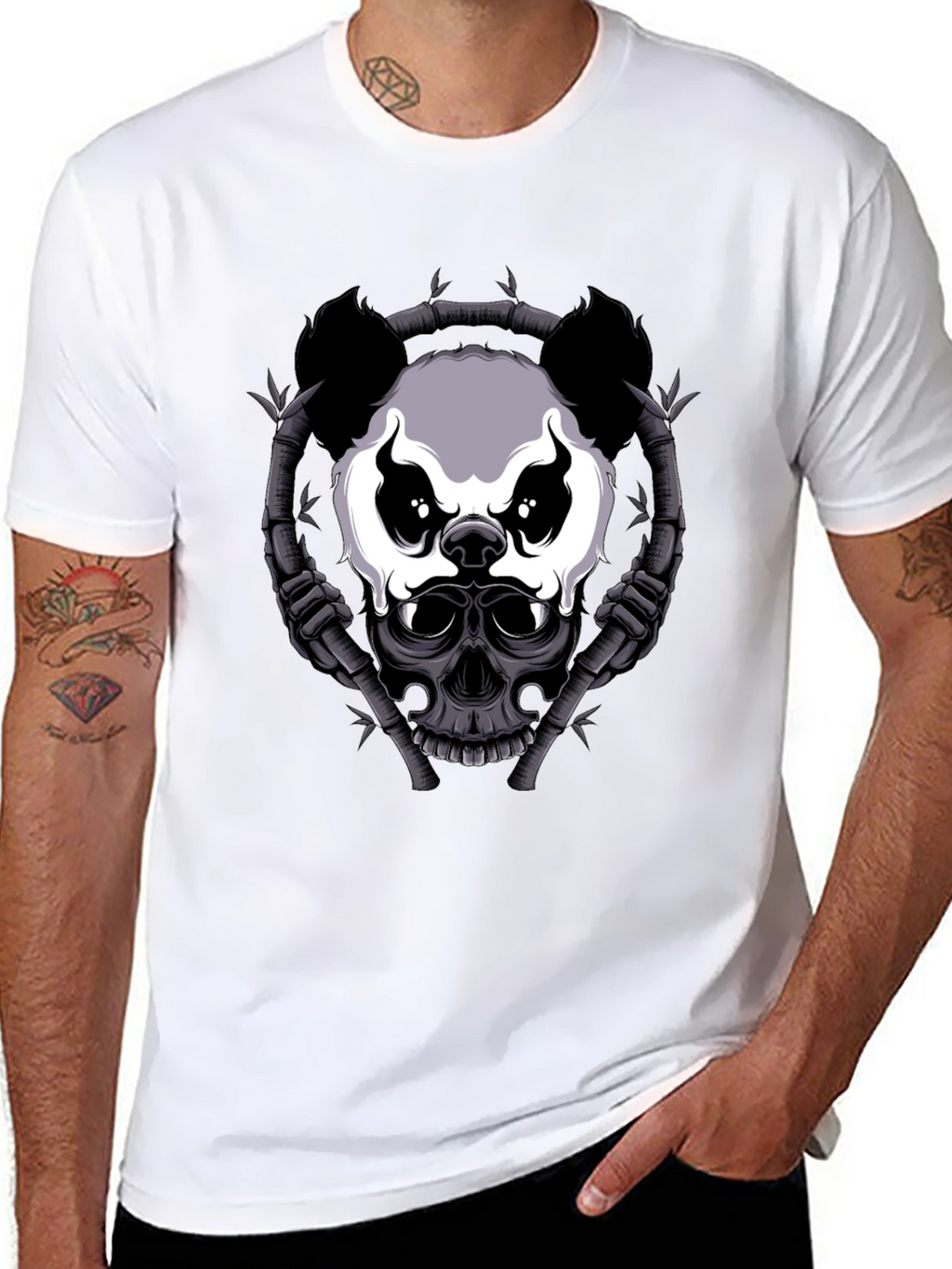 Panda Skull Bamboo T-Shirt - Dark Graphic Tee