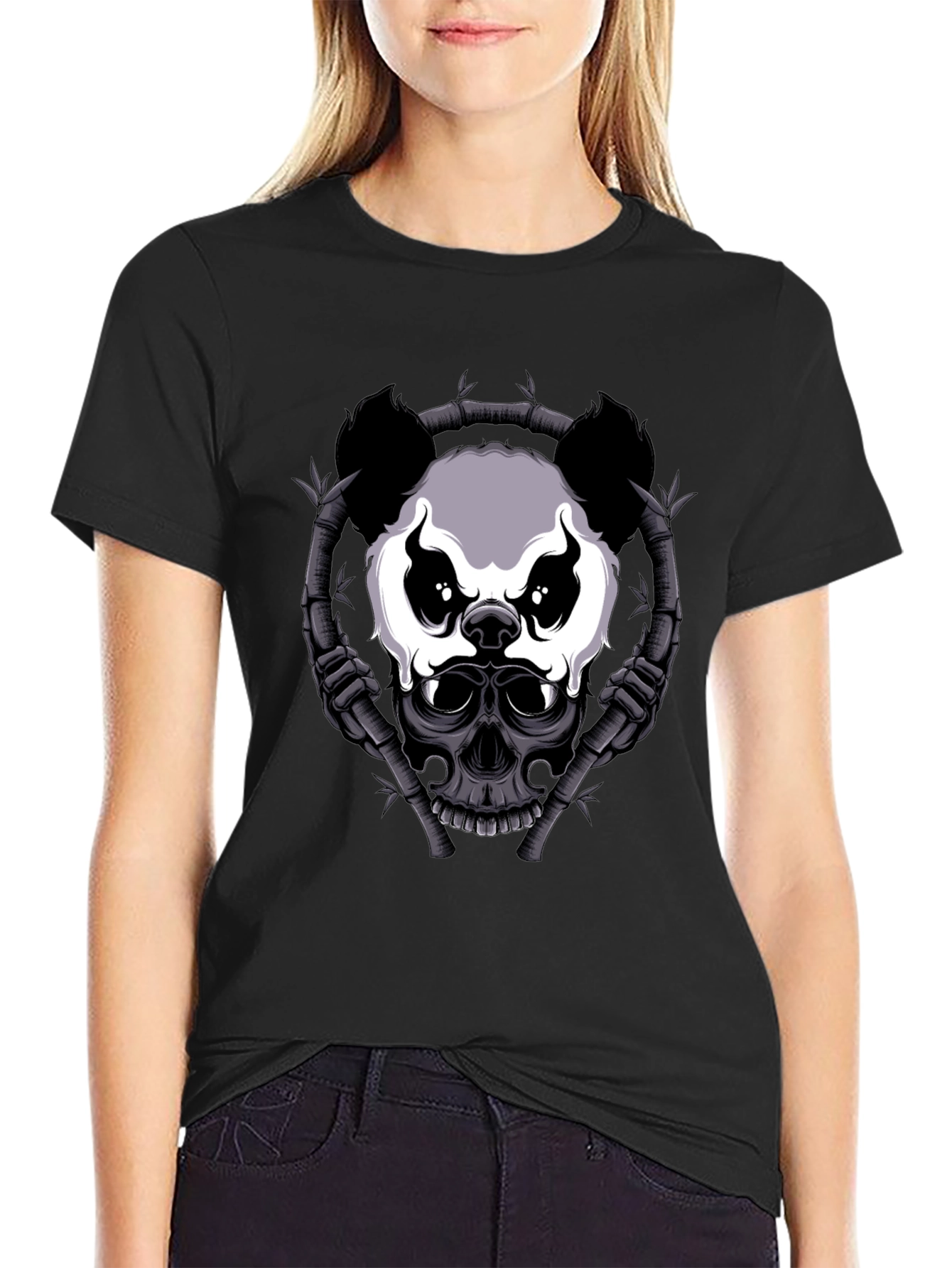Panda Skull Bamboo T-Shirt - Dark Graphic Tee