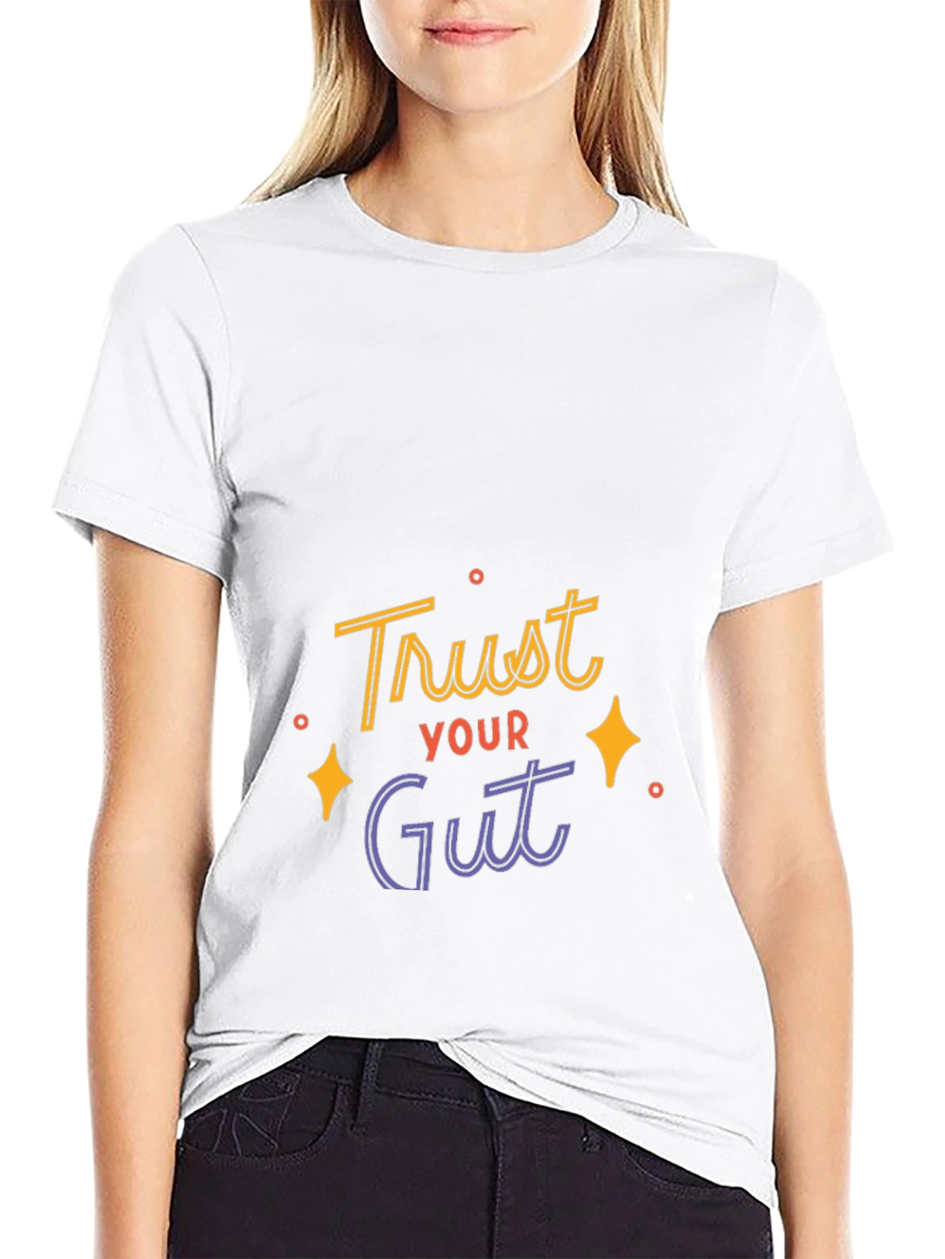 Trust Your Gut Graphic Tee - Black Casual T-Shirt