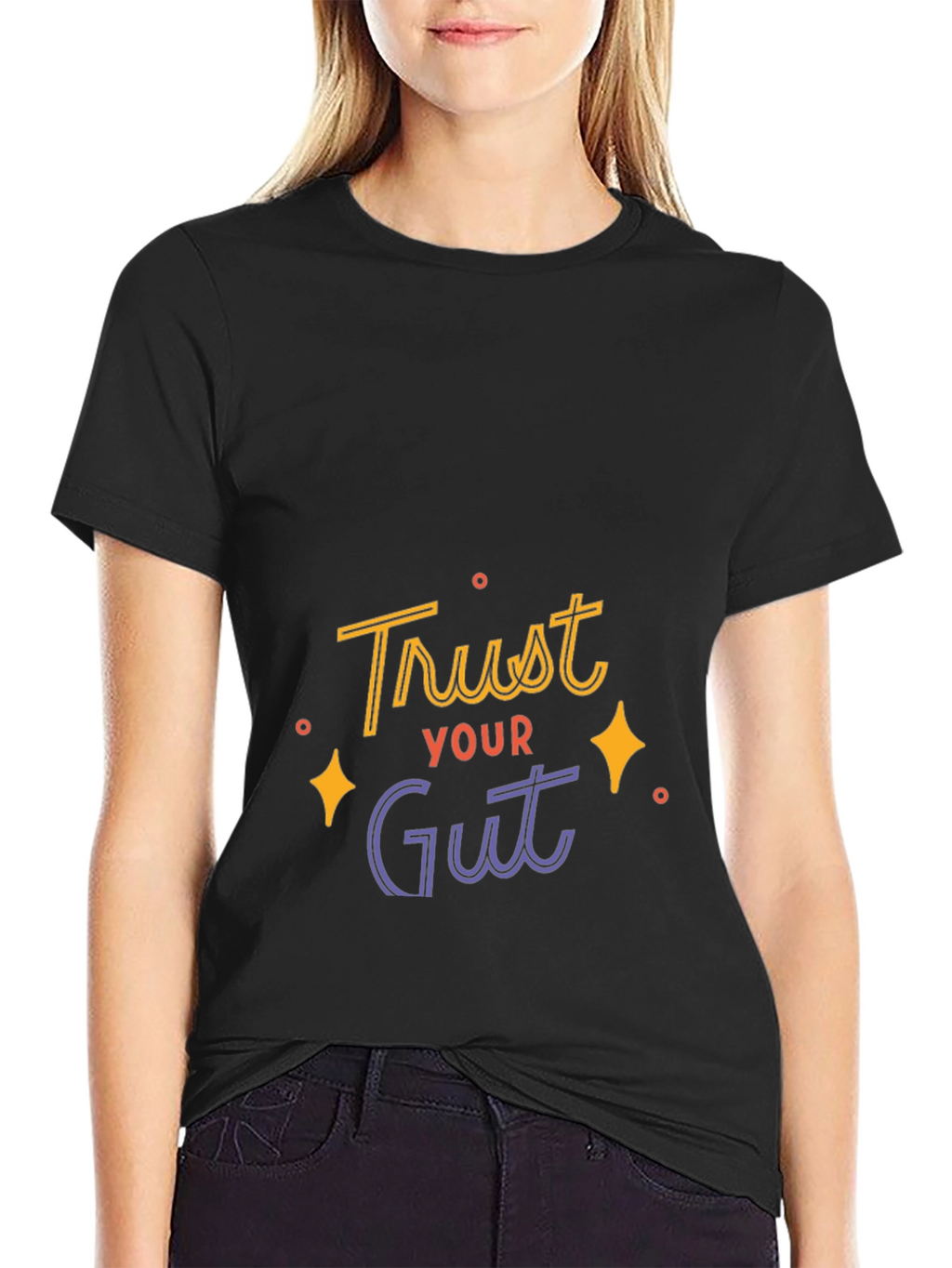 Trust Your Gut Graphic Tee - Black Casual T-Shirt