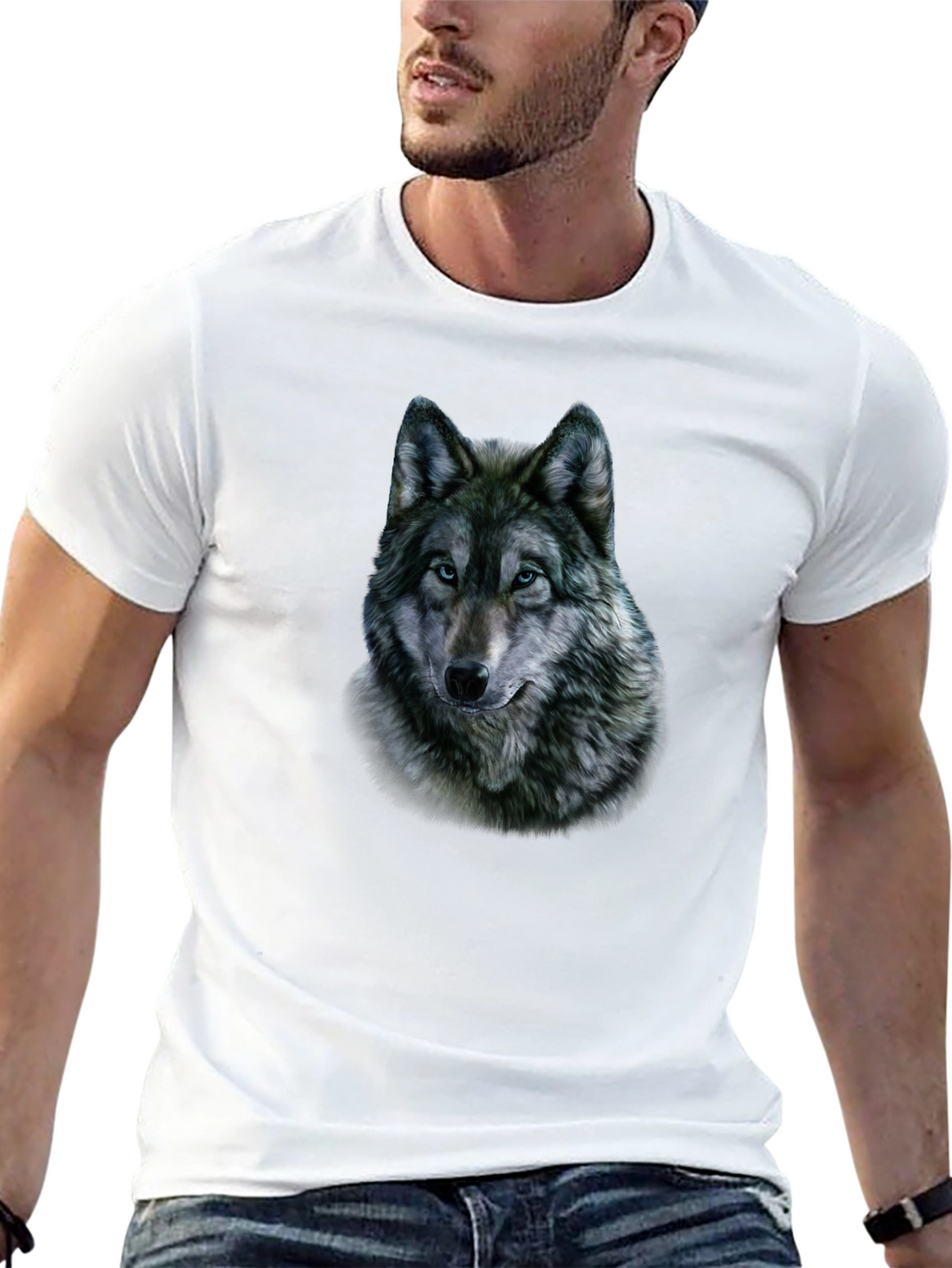 Wolf Graphic Print Black T-Shirt