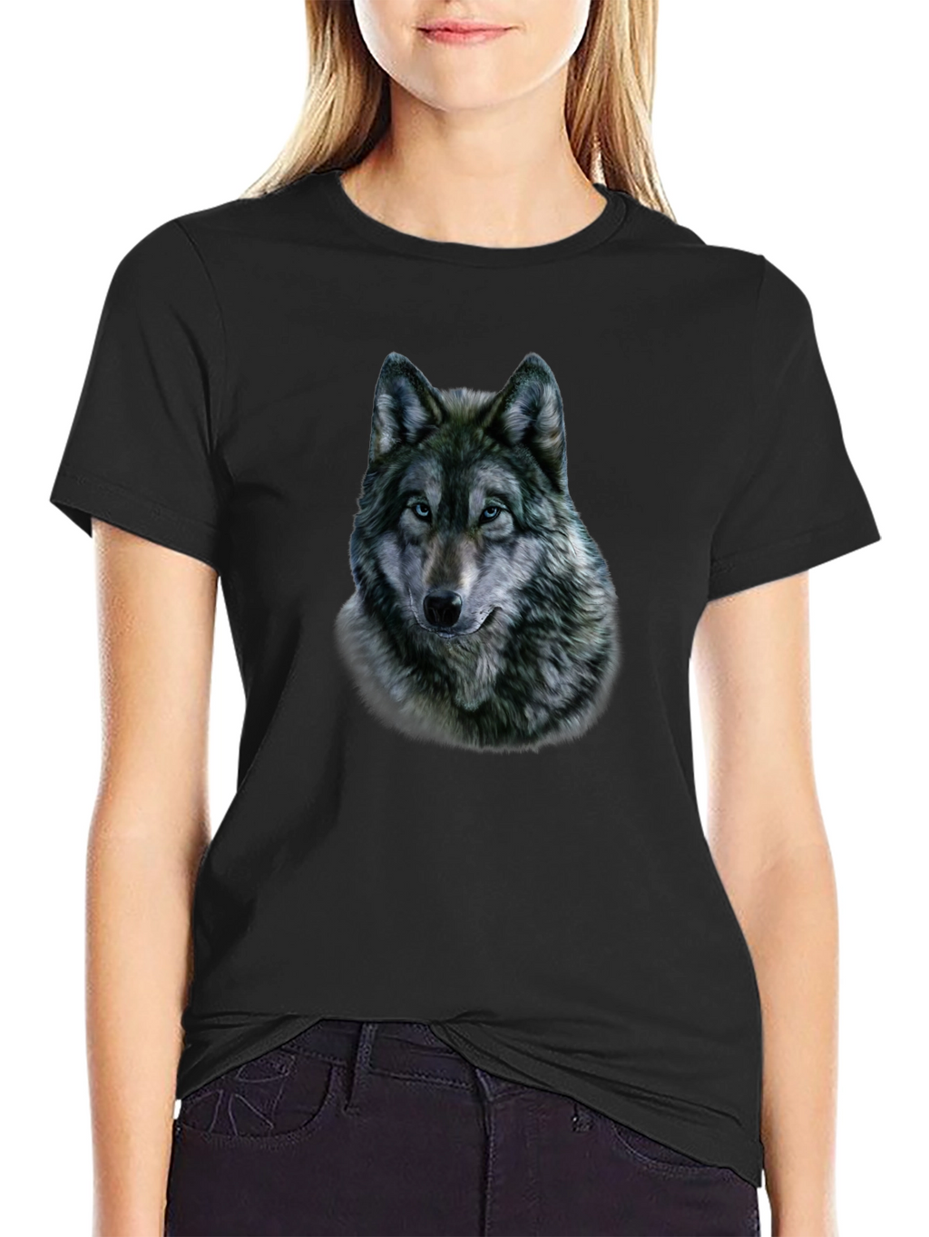 Wolf Graphic Print Black T-Shirt