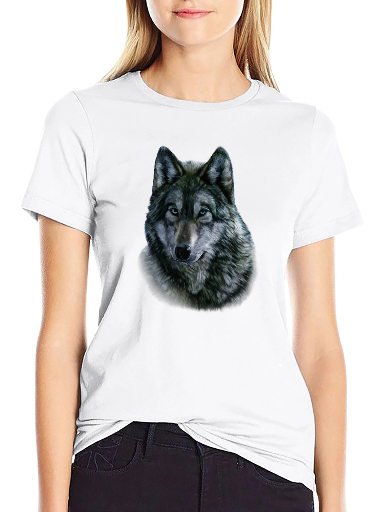 Wolf Graphic Print Black T-Shirt