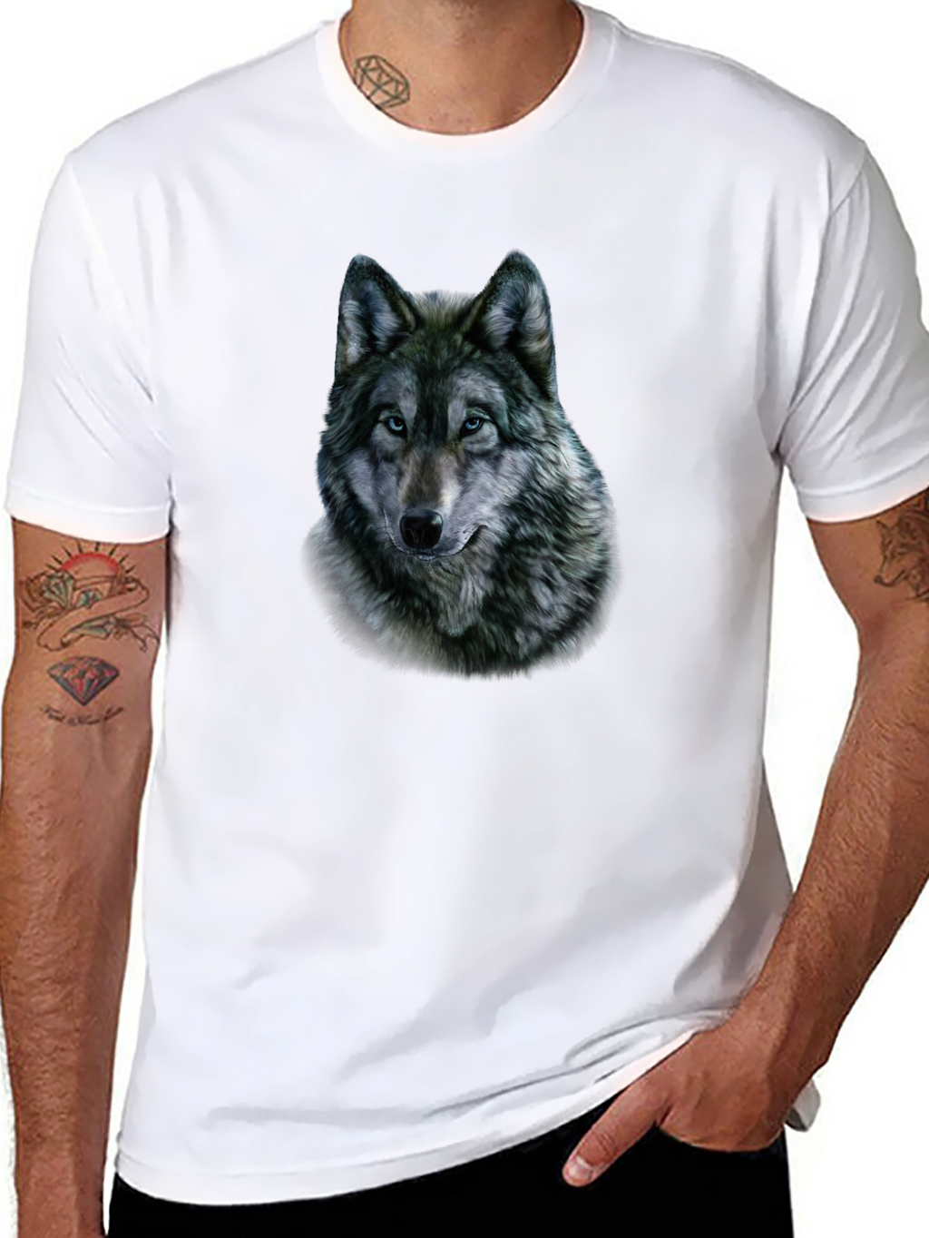 Wolf Graphic Print Black T-Shirt