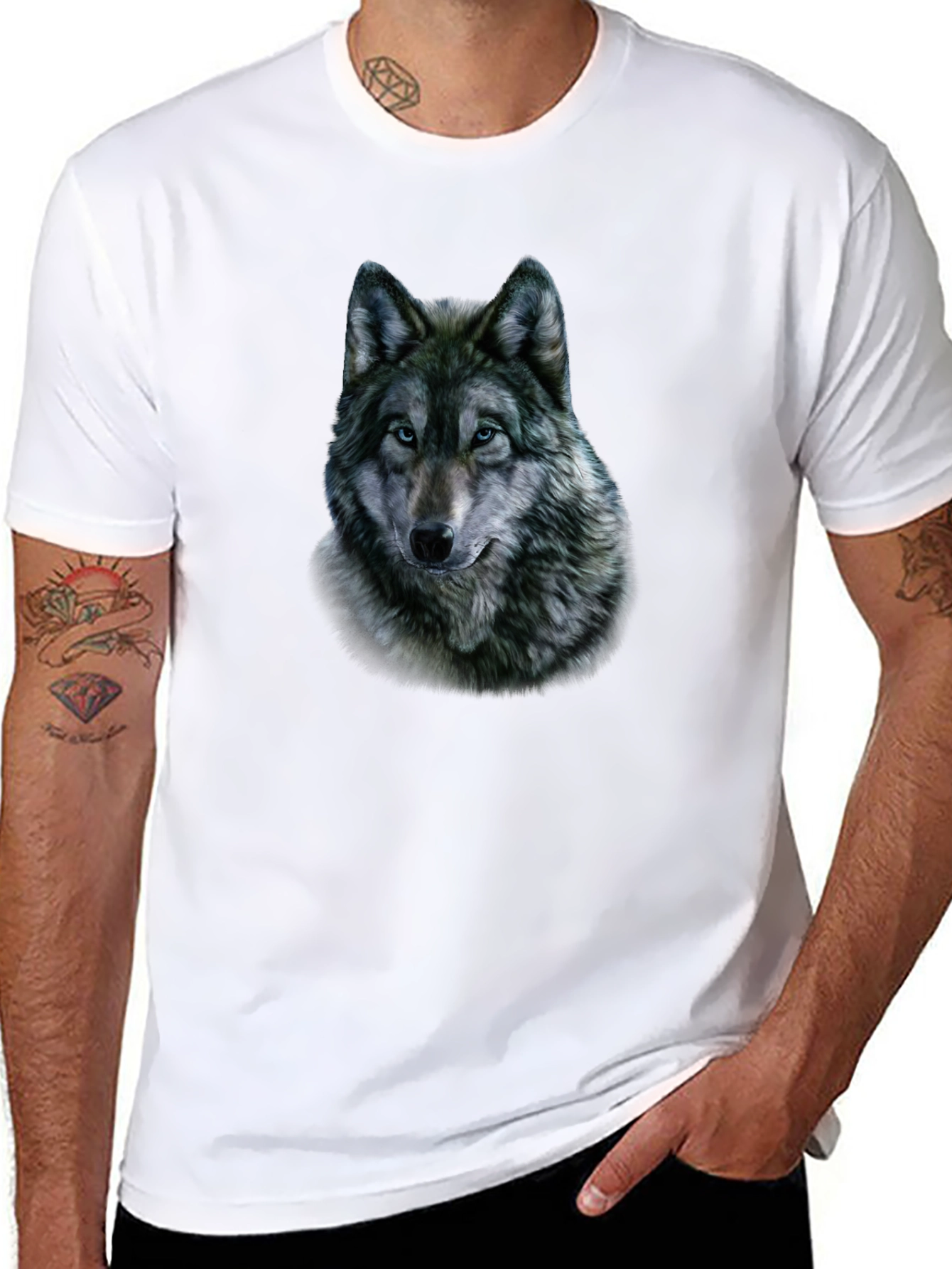 Wolf Graphic Print Black T-Shirt