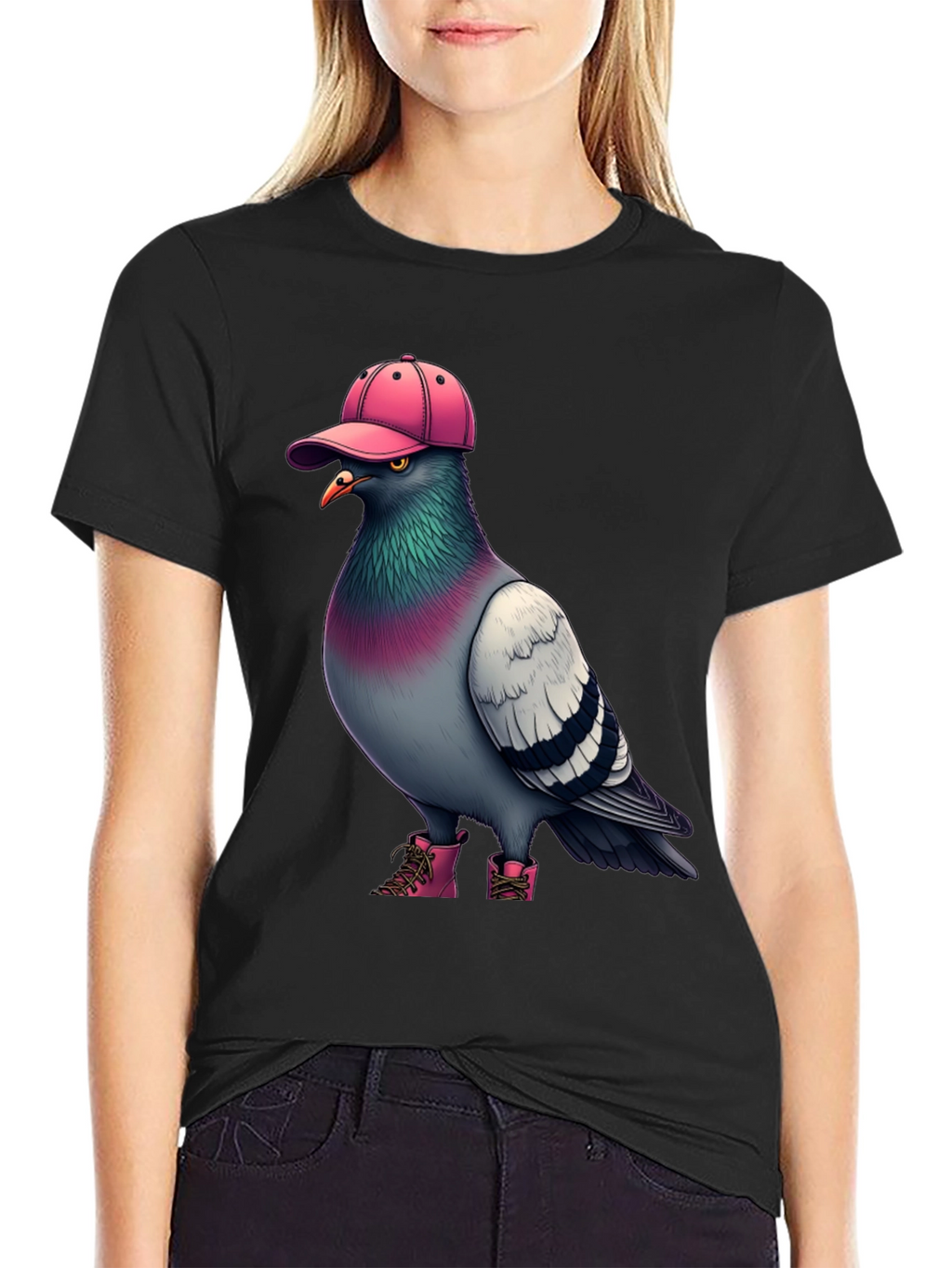 Pigeon in Pink Hat & Boots Graphic Tee