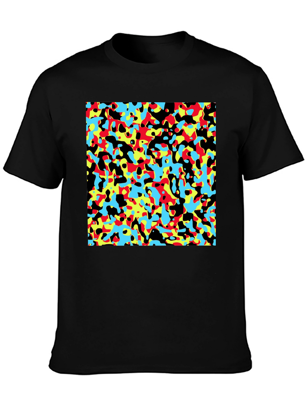 Abstract Pattern Black Crew Neck T-Shirt