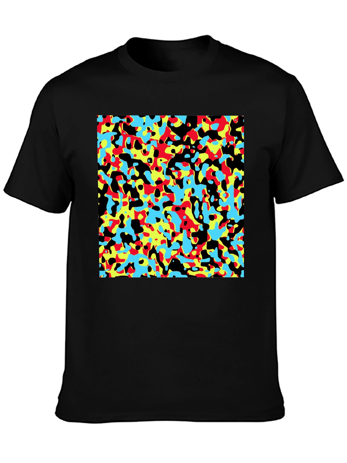 Abstract Pattern Black Crew Neck T-Shirt